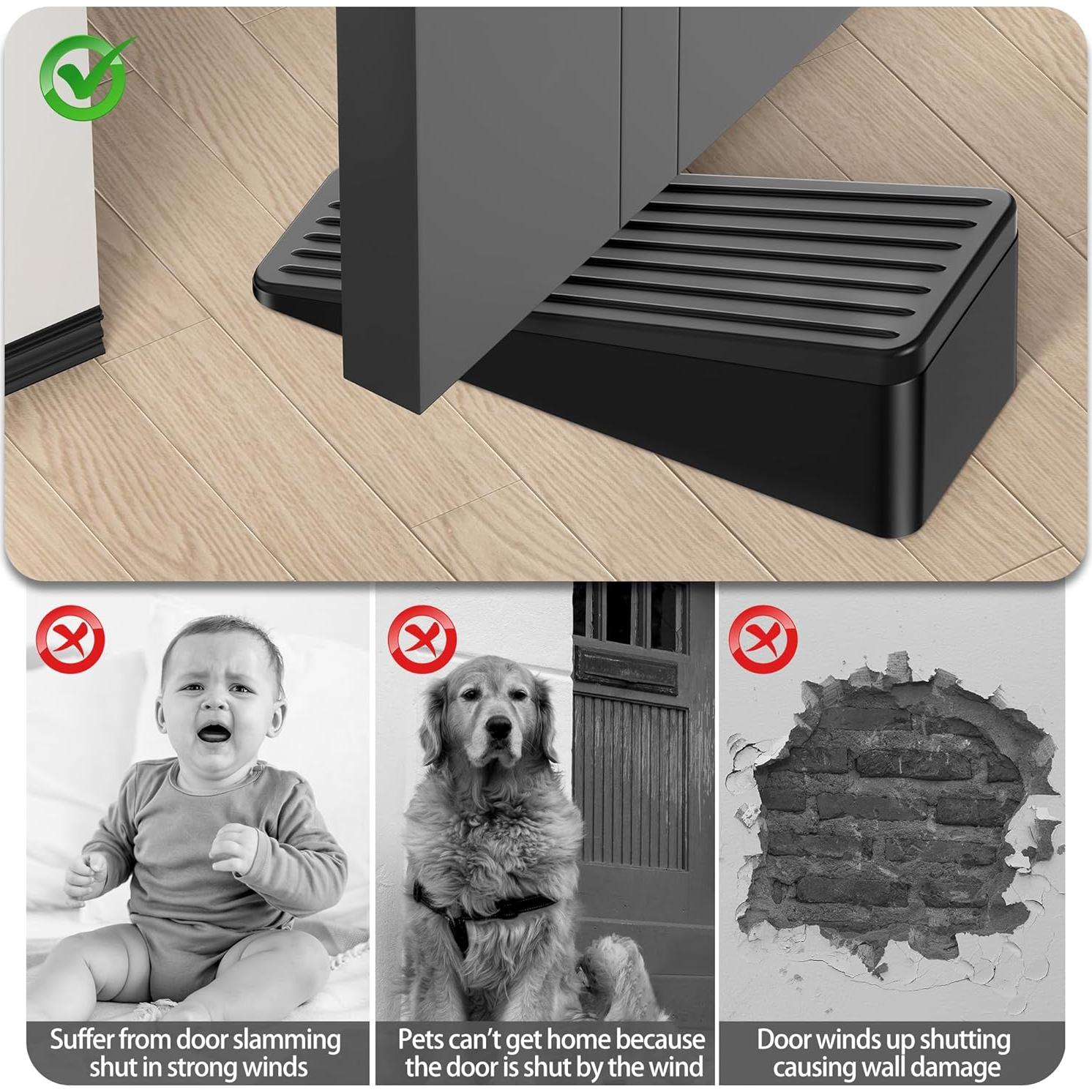 Topes de Puerta Antideslizantes Crosize - 4 Paquete Negro