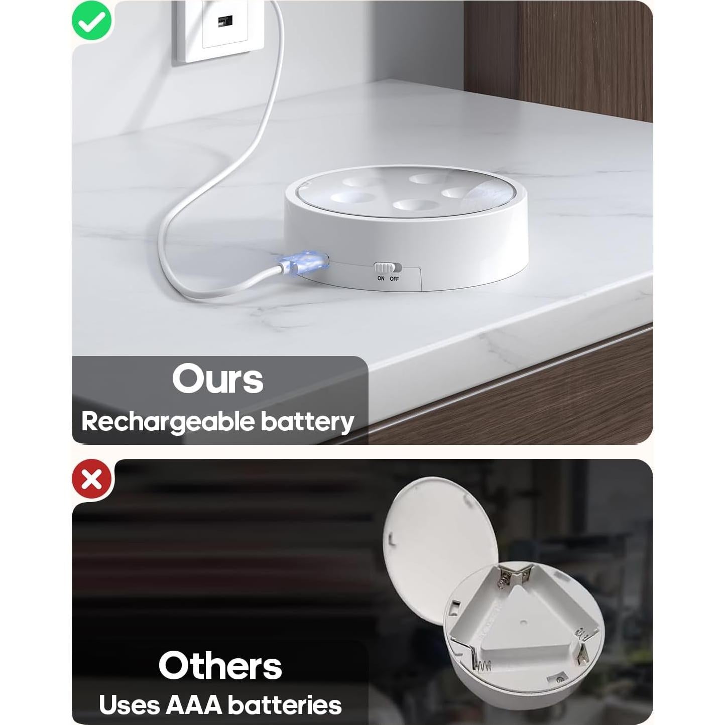 Luces Puck LED Recargables GOODEA.fun con Control Remoto 2 Pcs