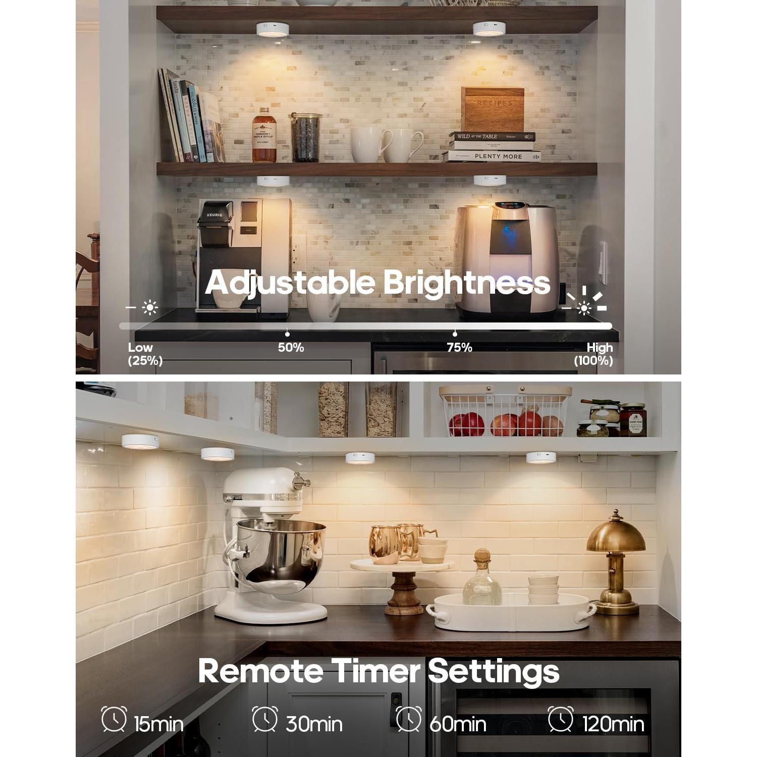 Luces Puck LED Recargables GOODEA.fun con Control Remoto 2 Pcs