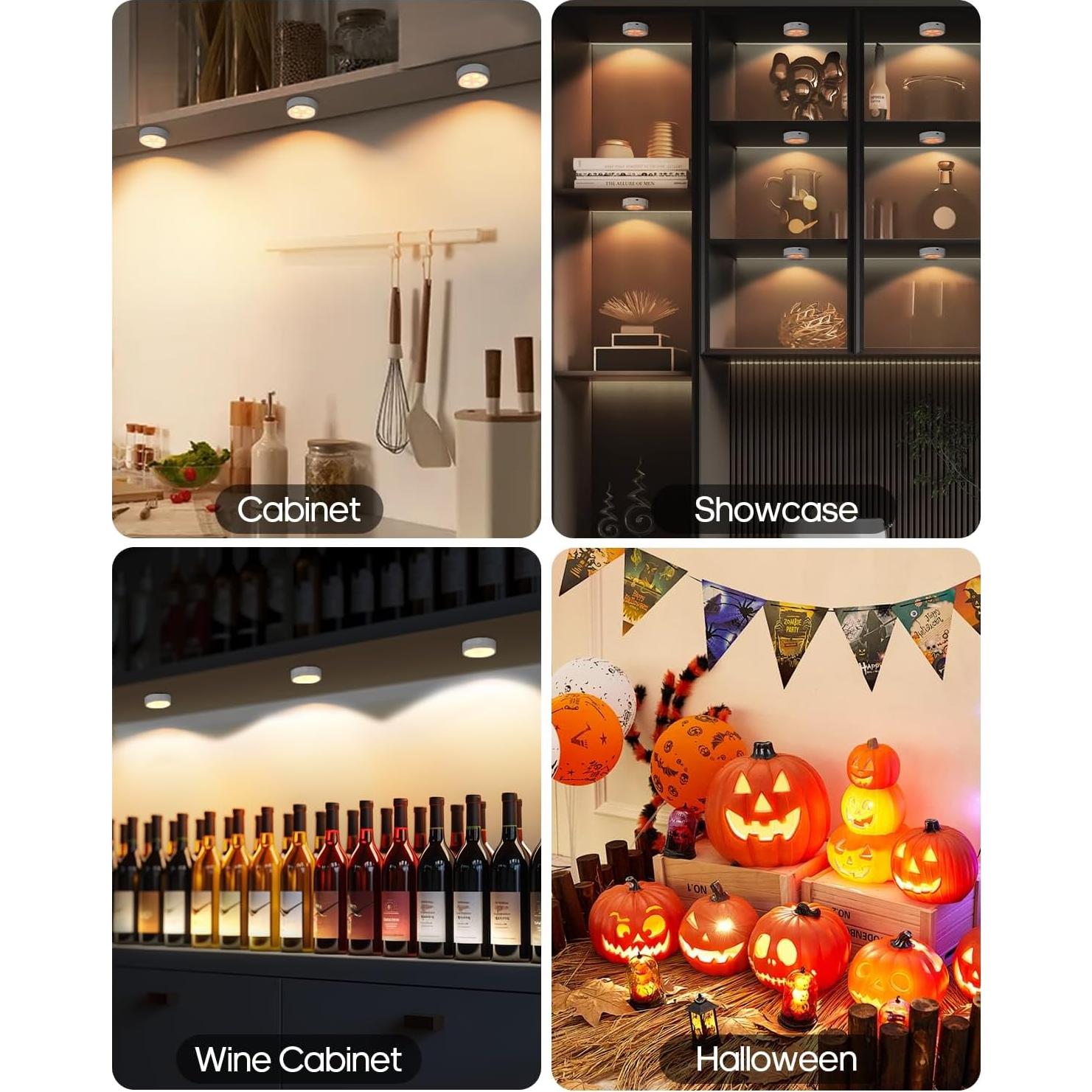 Luces Puck LED Recargables GOODEA.fun con Control Remoto 2 Pcs