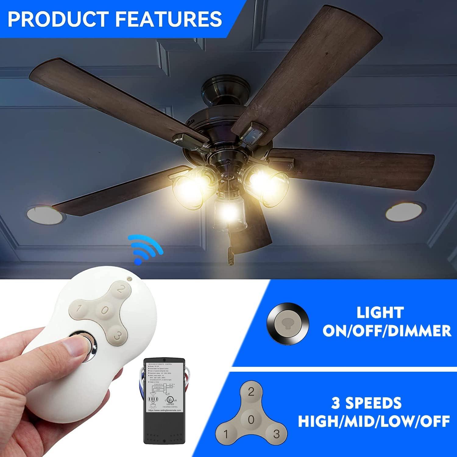 Control Remoto Universal para Ventilador de Techo FEKOTS 3 Velocidades