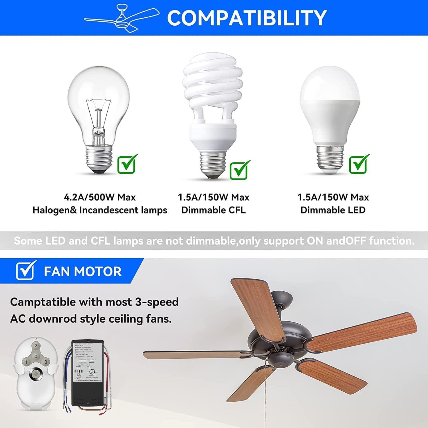 Control Remoto Universal para Ventilador de Techo FEKOTS 3 Velocidades