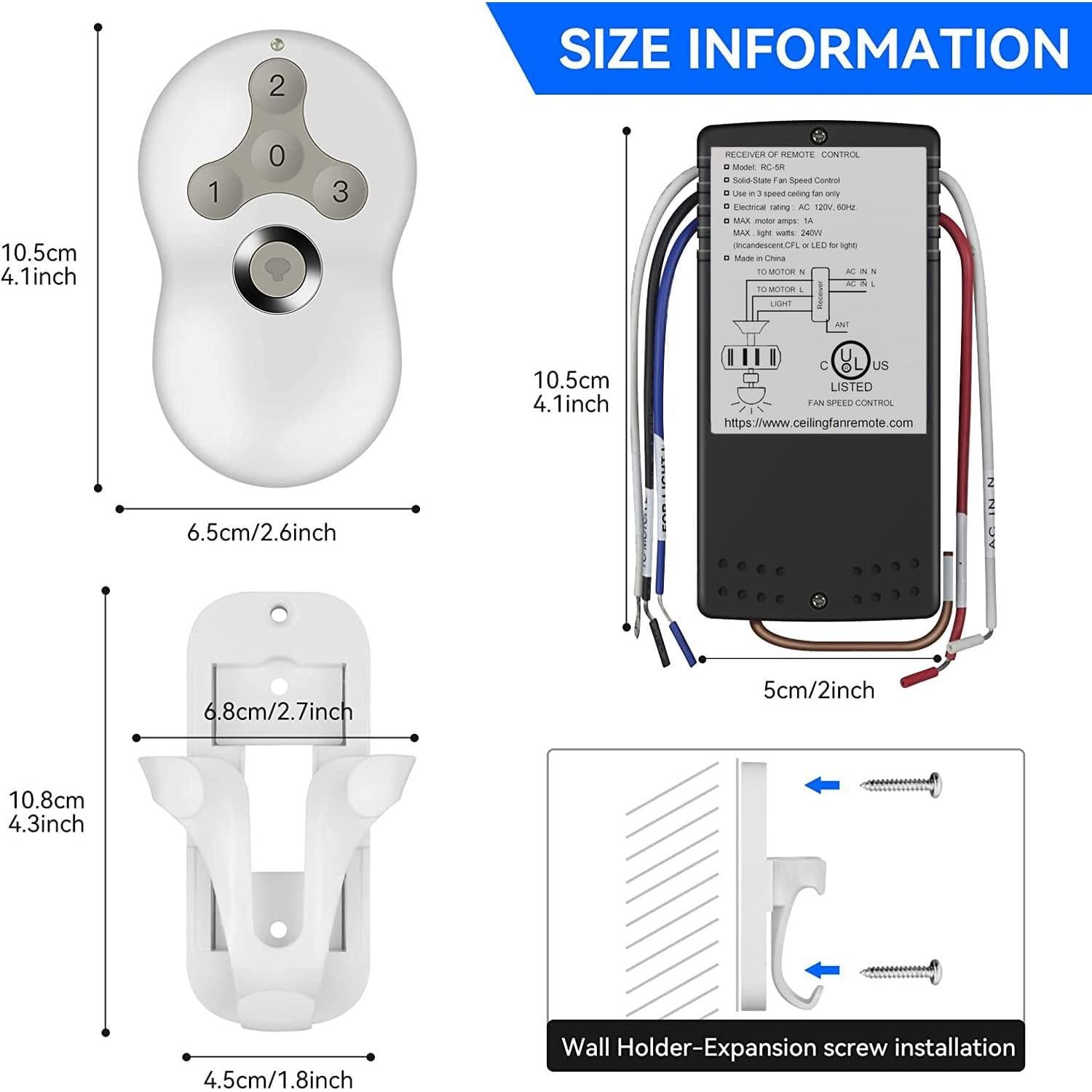 Control Remoto Universal para Ventilador de Techo FEKOTS 3 Velocidades