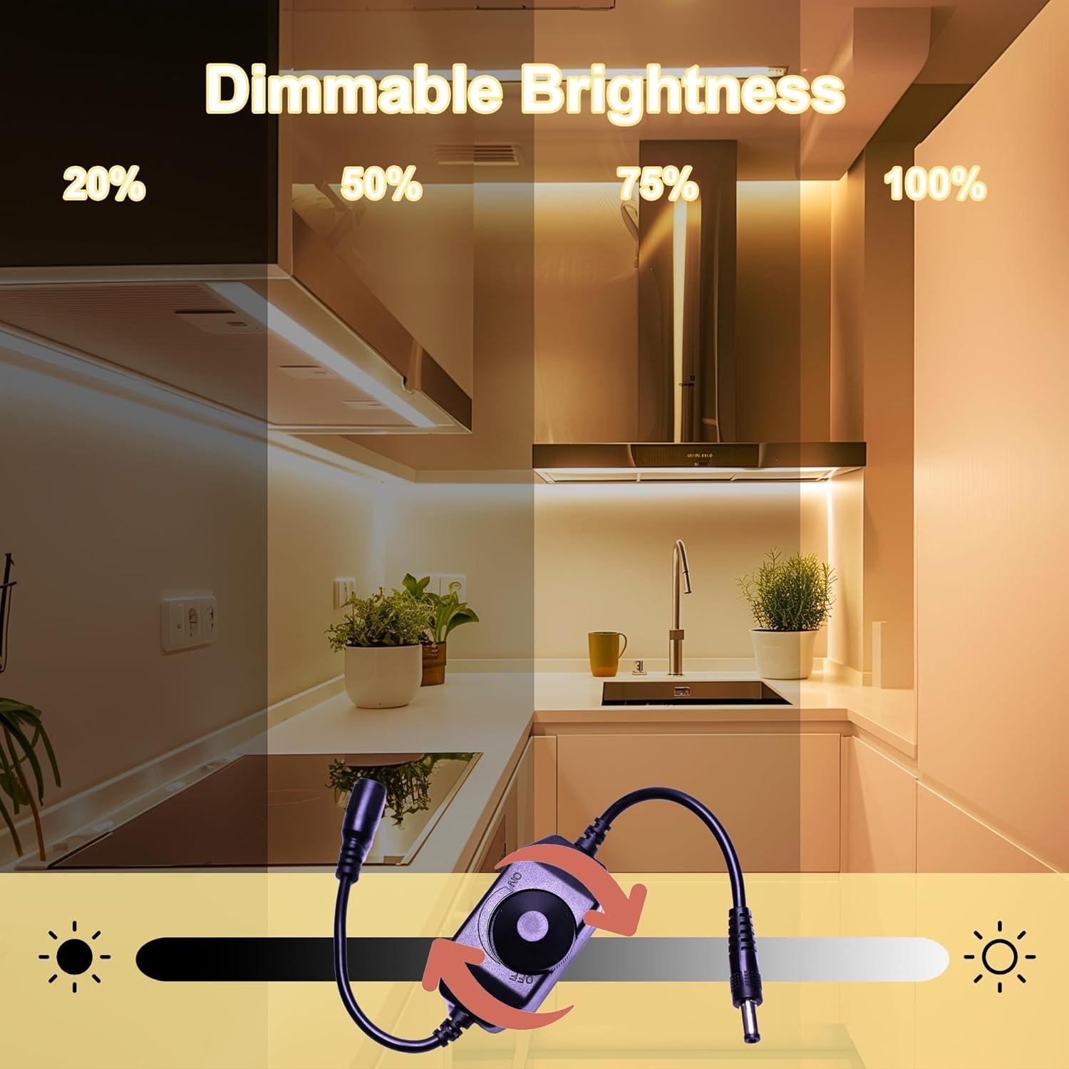 Tira de luz LED COB 24V 3m blanca cálida 2700K regulable