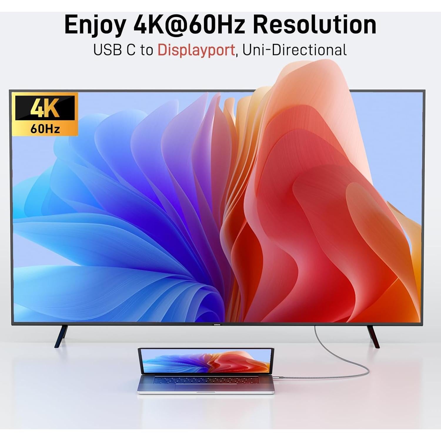 Cable USB C a DisplayPort 1m 4K@60Hz Thunderbolt 3/4/5