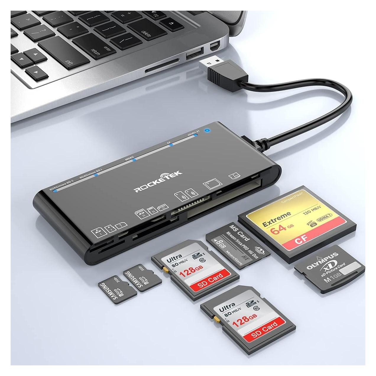 Lector de Tarjetas USB 3.0 Rocketek 7 en 1 para SD y Micro SD
