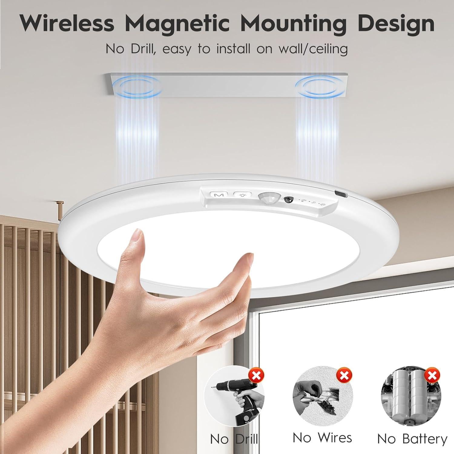 Luz de Techo Inalámbrica ORYAR con Sensor de Movimiento 500LM