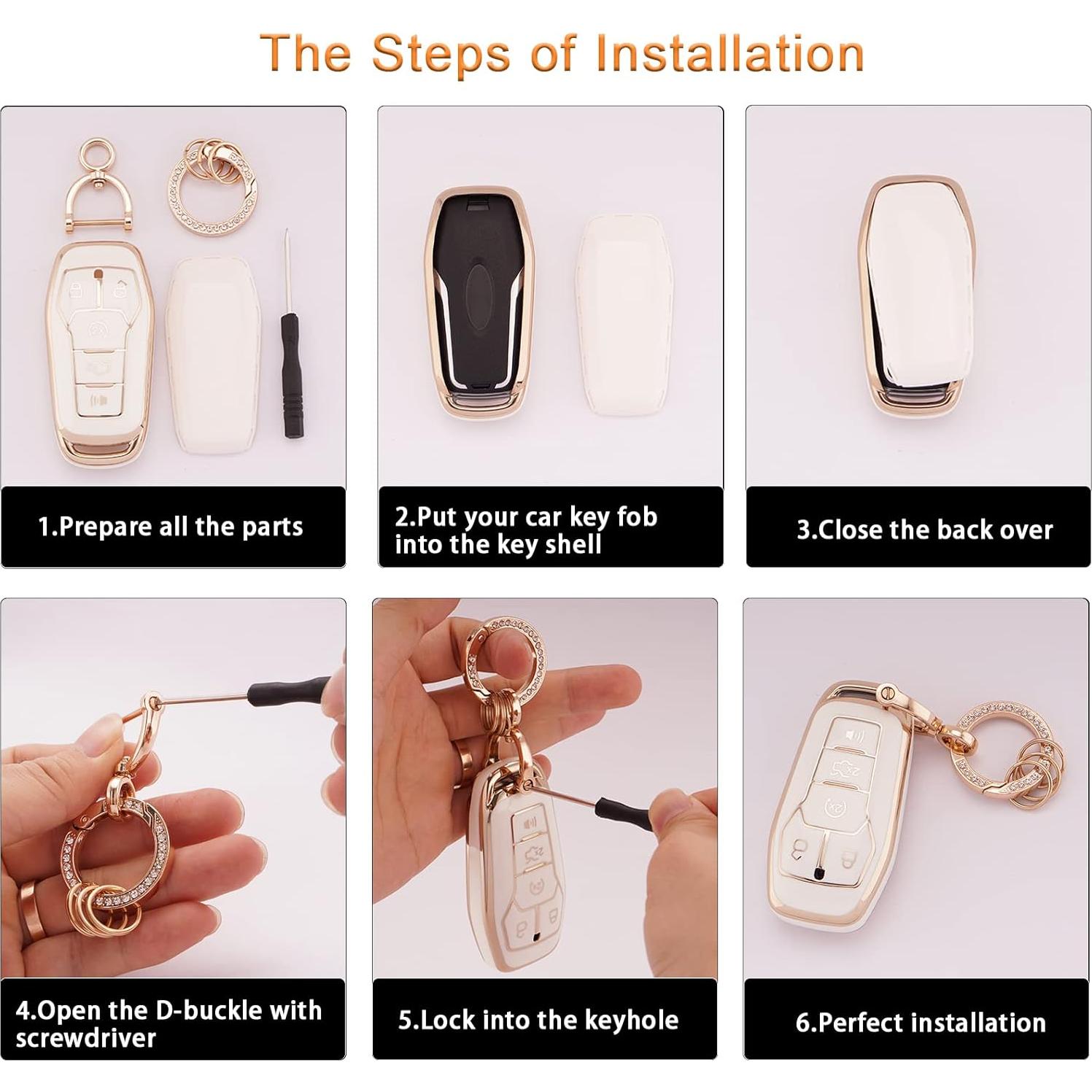 Funda de Llave Inteligente EKALA para Ford 5 Botones TPU Blanca