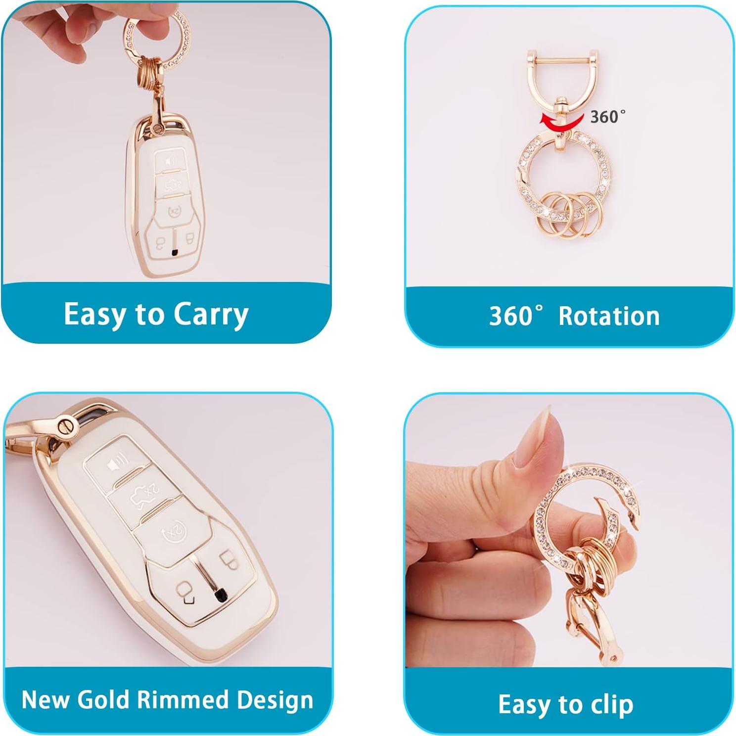 Funda de Llave Inteligente EKALA para Ford 5 Botones TPU Blanca