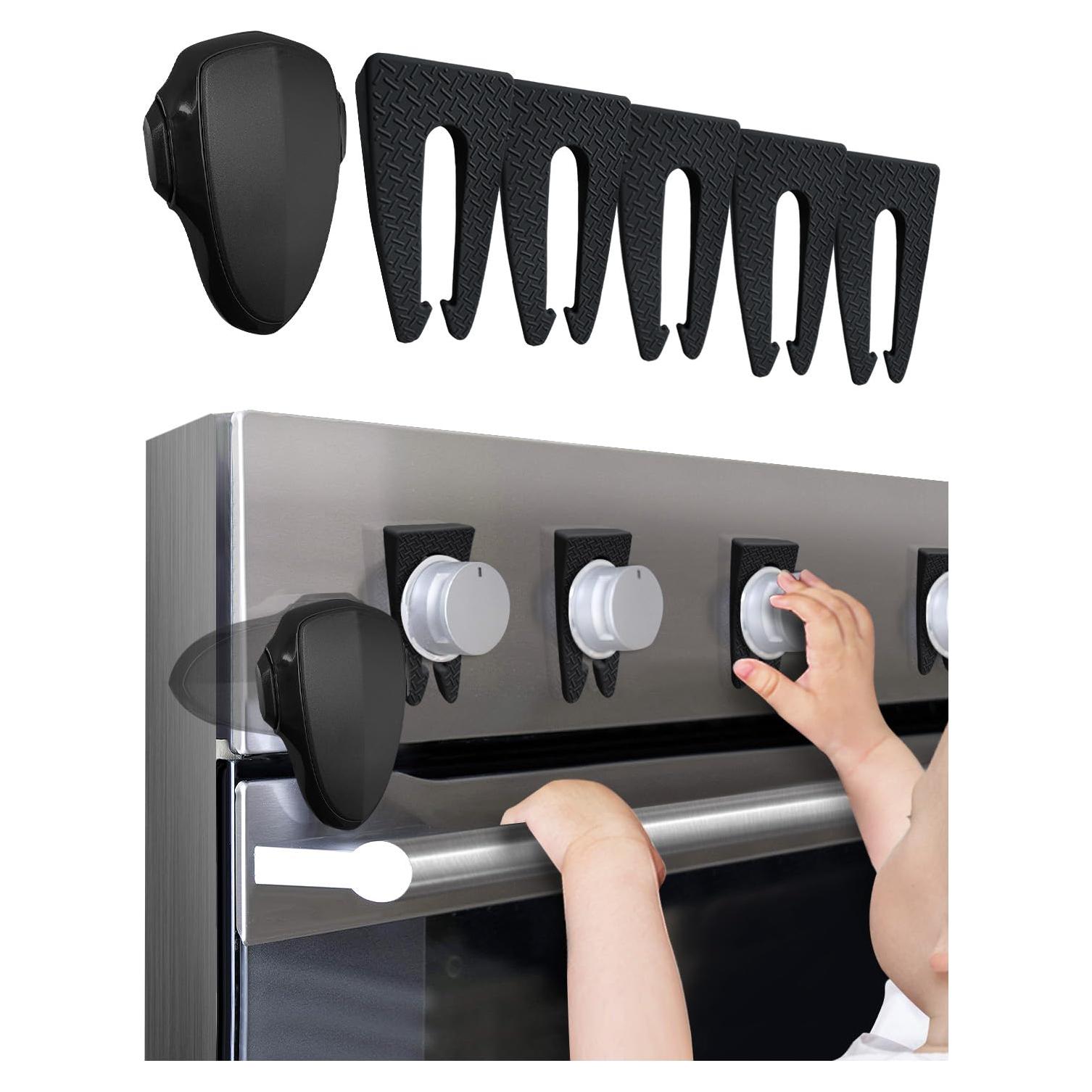 Cubiertas de Seguridad para Perillas de Estufa Fizzest - 5 Pzas + Cerradura Horno