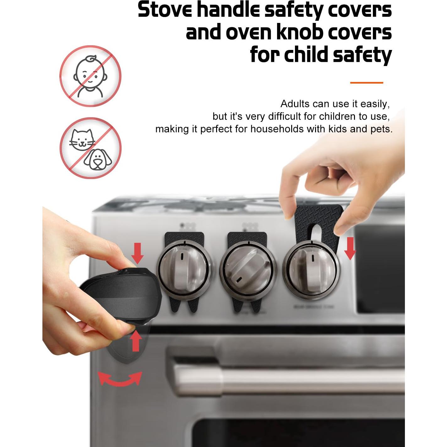 Cubiertas de Seguridad para Perillas de Estufa Fizzest - 5 Pzas + Cerradura Horno