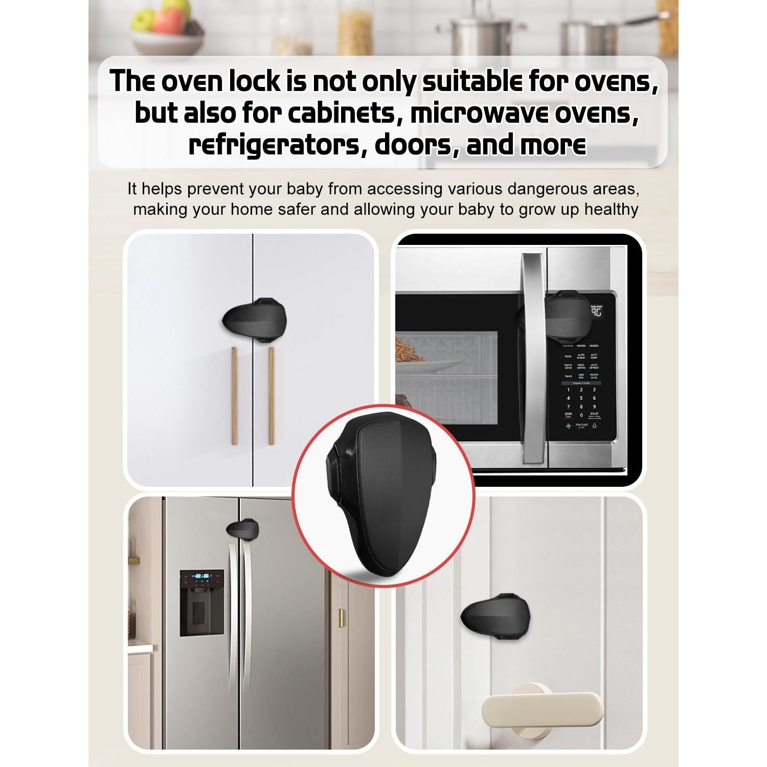 Cubiertas de Seguridad para Perillas de Estufa Fizzest - 5 Pzas + Cerradura Horno