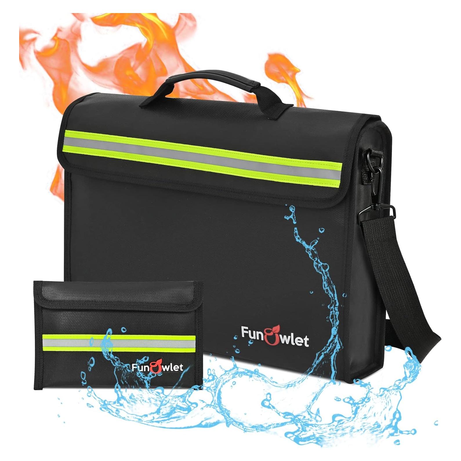 Bolsa y Caja de Seguridad a Prueba de Fuego FunOwlet - Grande y Pequeña