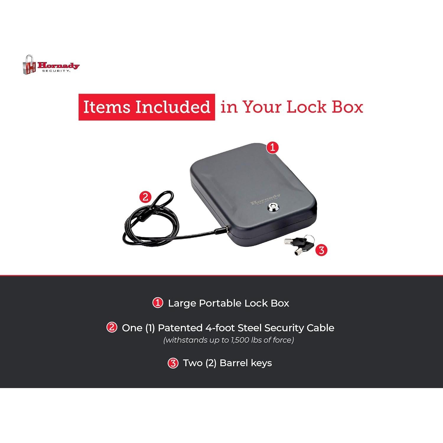 Caja de Seguridad Hornady 95200 para Armas y Valiosos 24.1x16.5cm