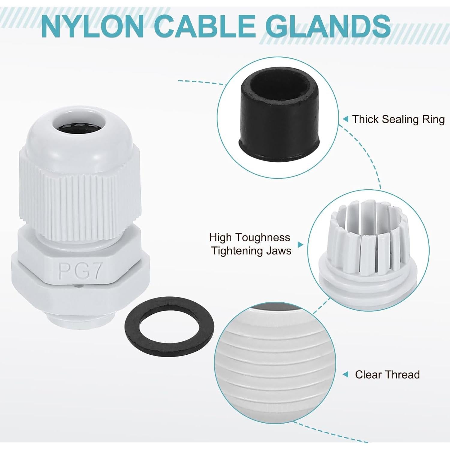 Garras de Cable PG7 Nylon Impermeables uxcell - 10 Pcs 3-6.5mm