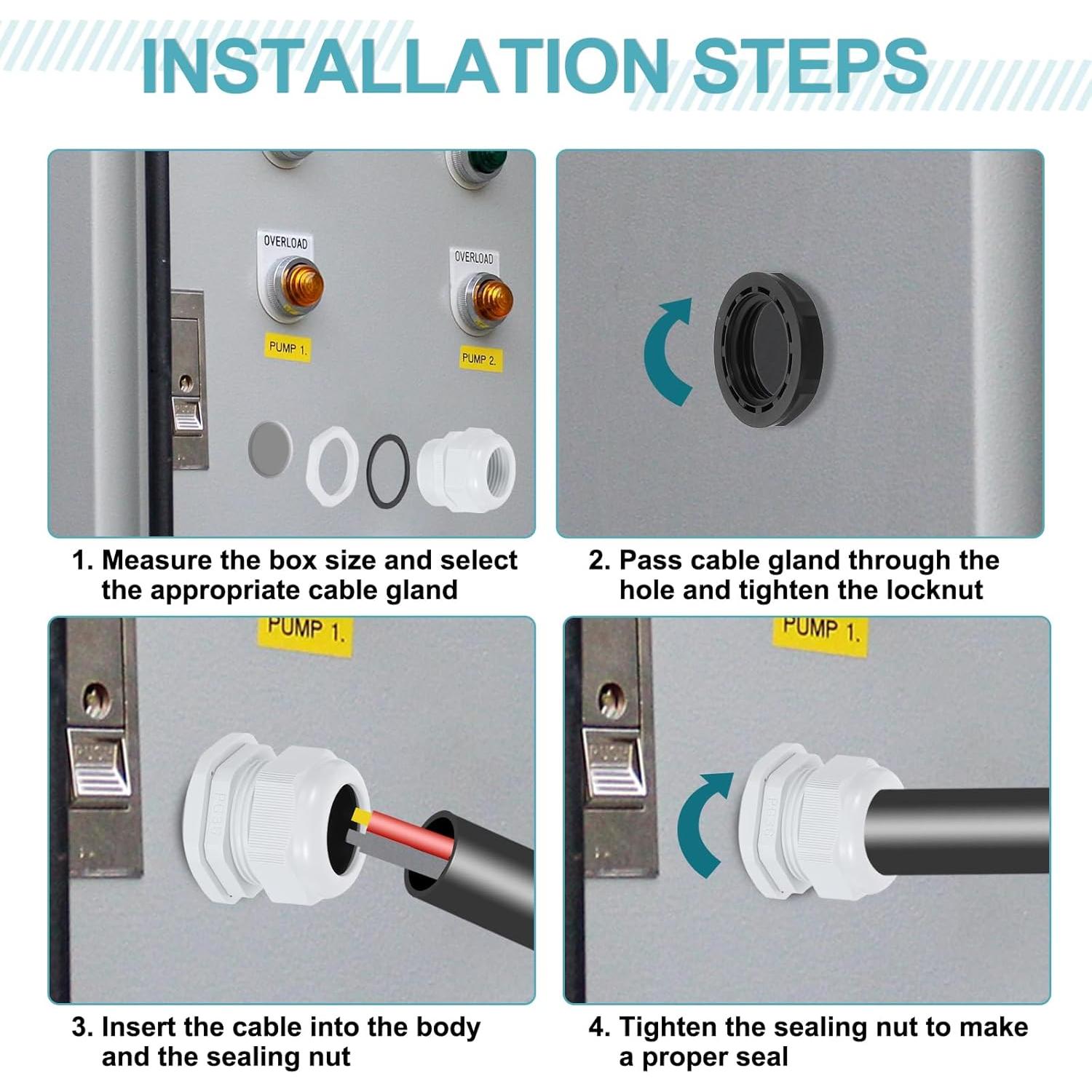 Garras de Cable PG7 Nylon Impermeables uxcell - 10 Pcs 3-6.5mm