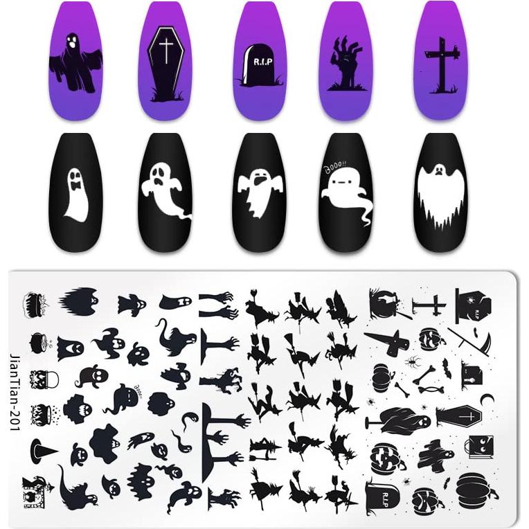 Kit de Estampado de Uñas Halloween JERCLITY 6 Piezas