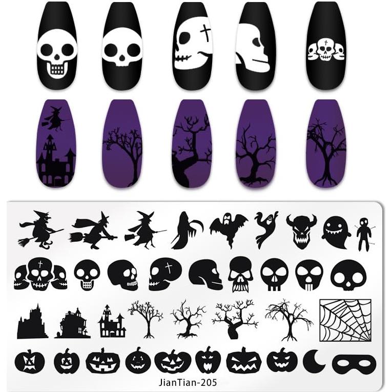Kit de Estampado de Uñas Halloween JERCLITY 6 Piezas
