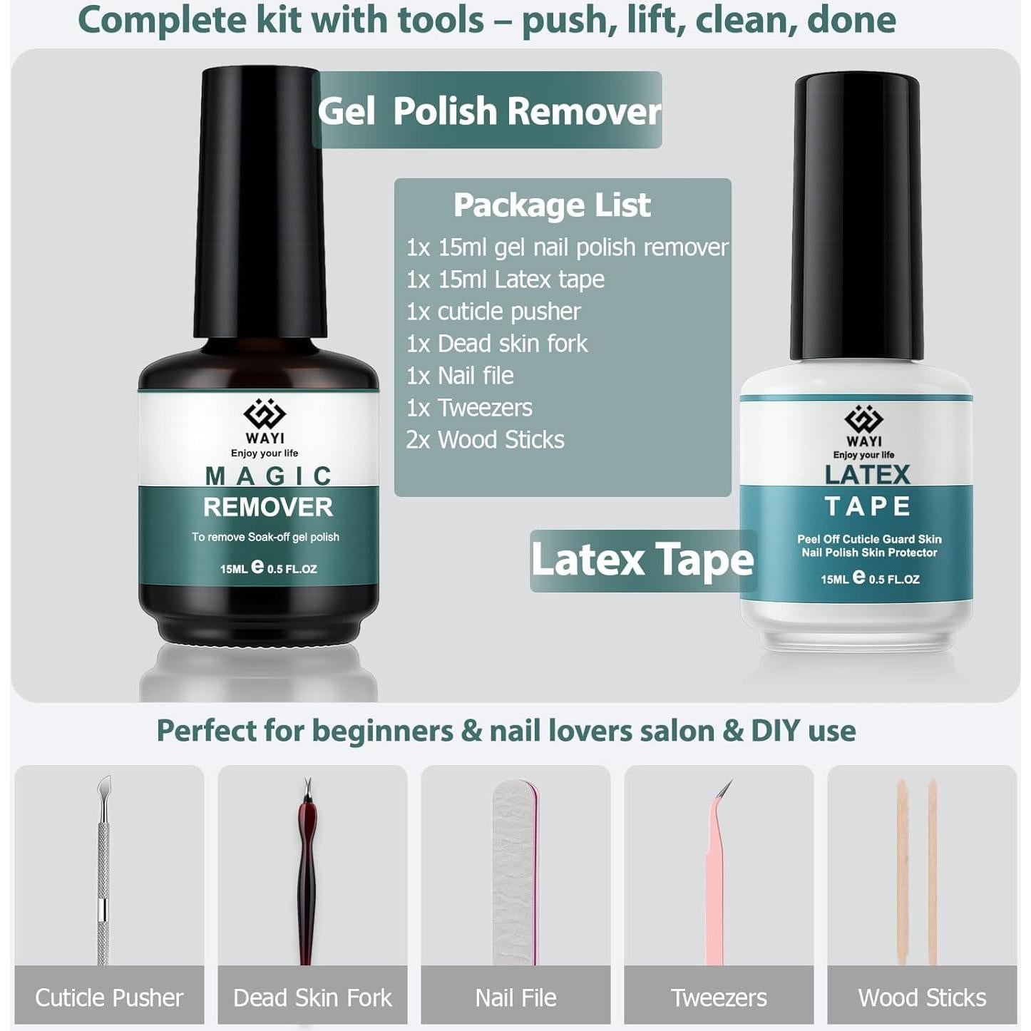 Kit Quitacutículas de Gel WAYI - 8 Piezas, Remoción Rápida