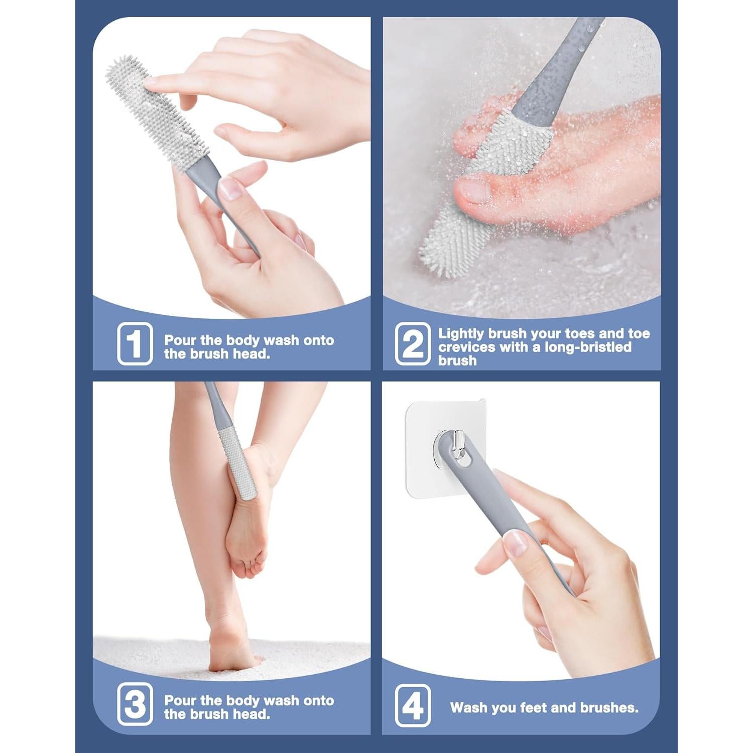 Cepillo Exfoliador de Pies Demarzily con Mango Largo 40 cm Gris