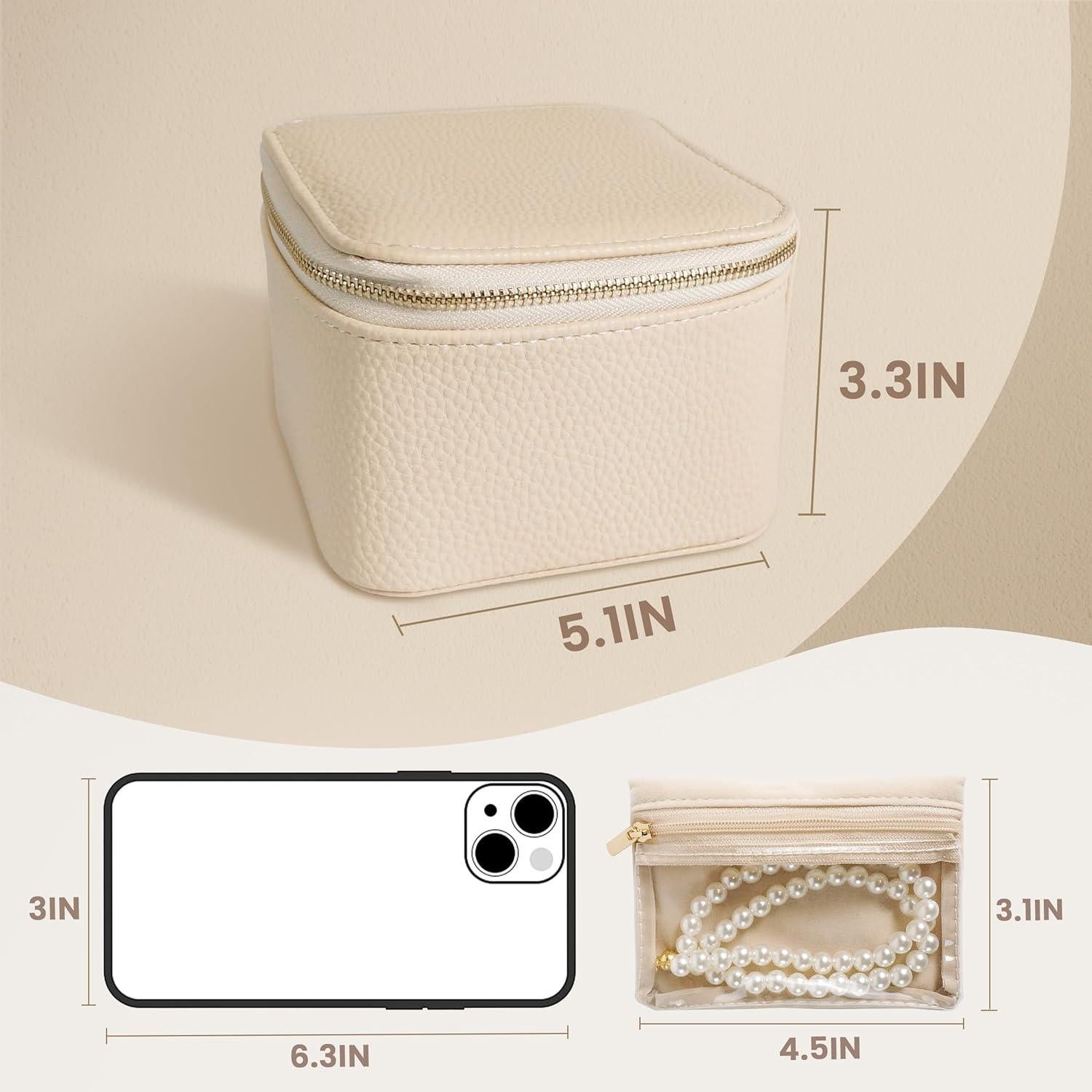 Estuche de Joyería de Viaje LFC FormuLa Beige 6 Compartimentos