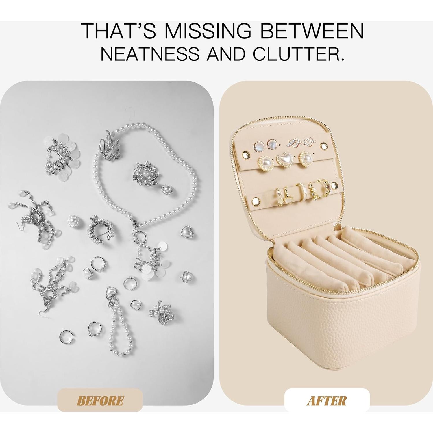 Estuche de Joyería de Viaje LFC FormuLa Beige 6 Compartimentos