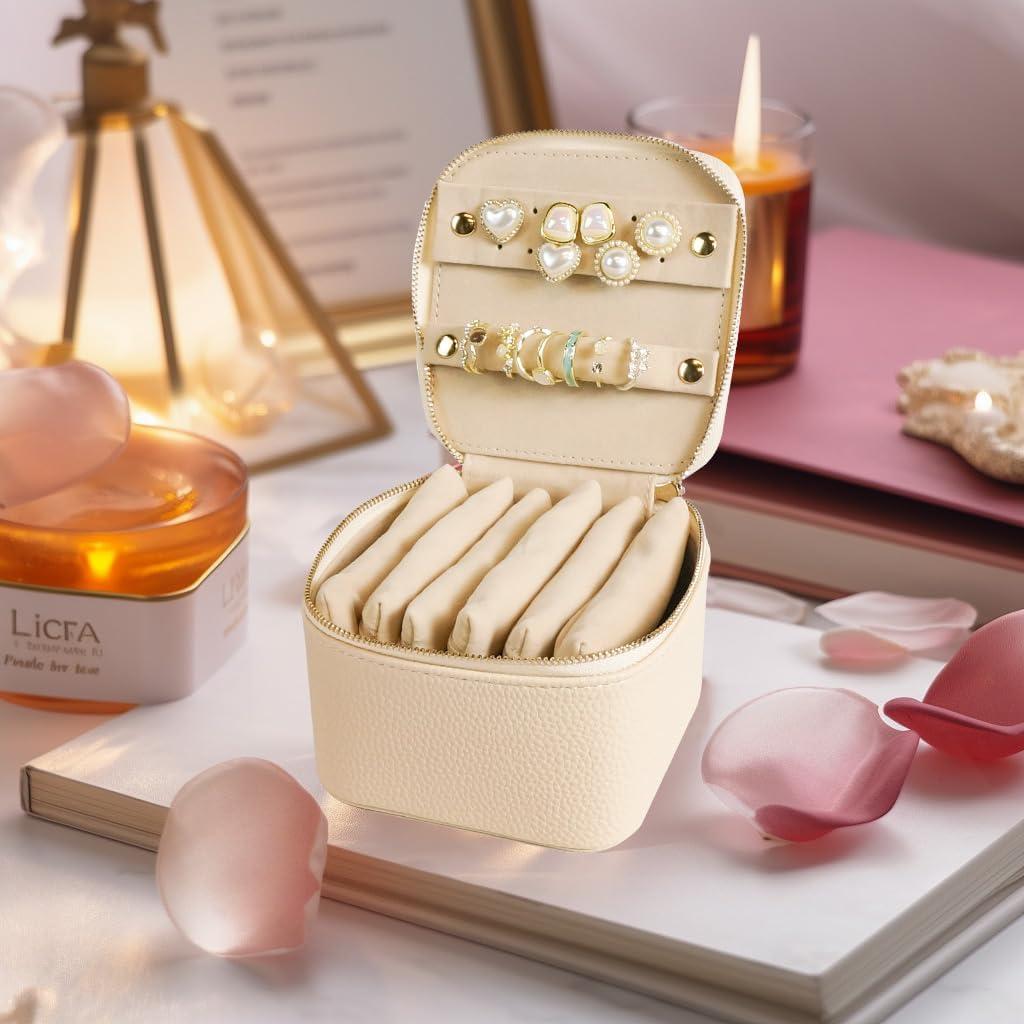 Estuche de Joyería de Viaje LFC FormuLa Beige 6 Compartimentos