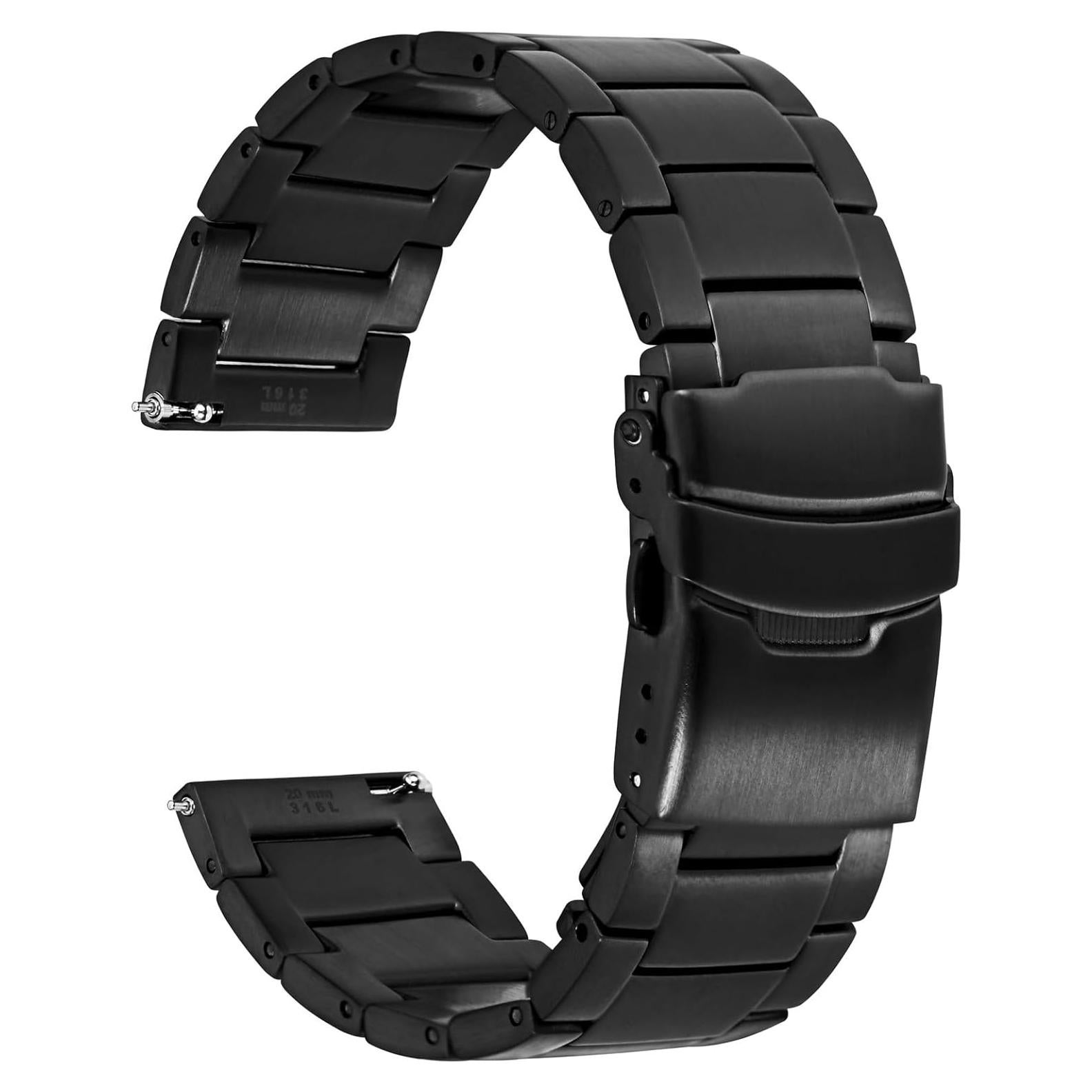 Banda de Reloj de Metal WOCCI 18mm Acero Inoxidable Negro