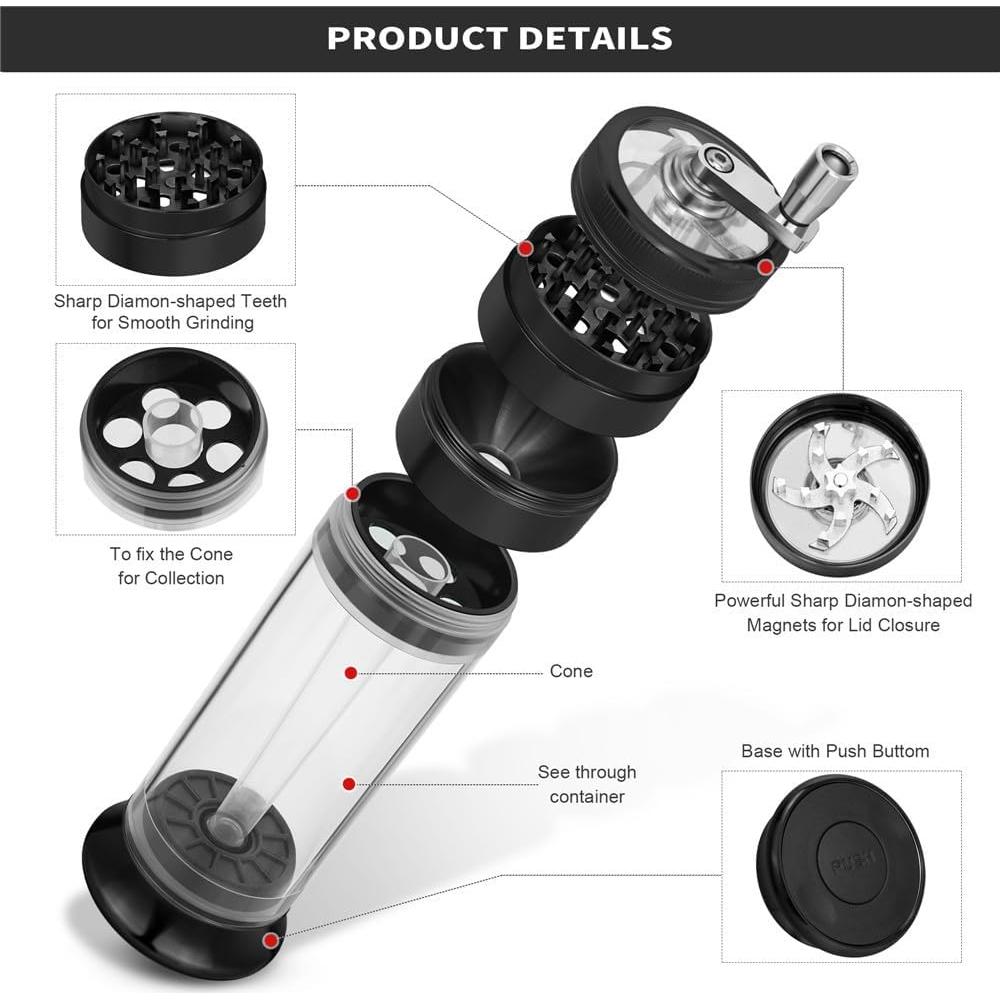 Molino de Especias 3 en 1 PLAMAKER Negro - Molienda y Almacenamiento