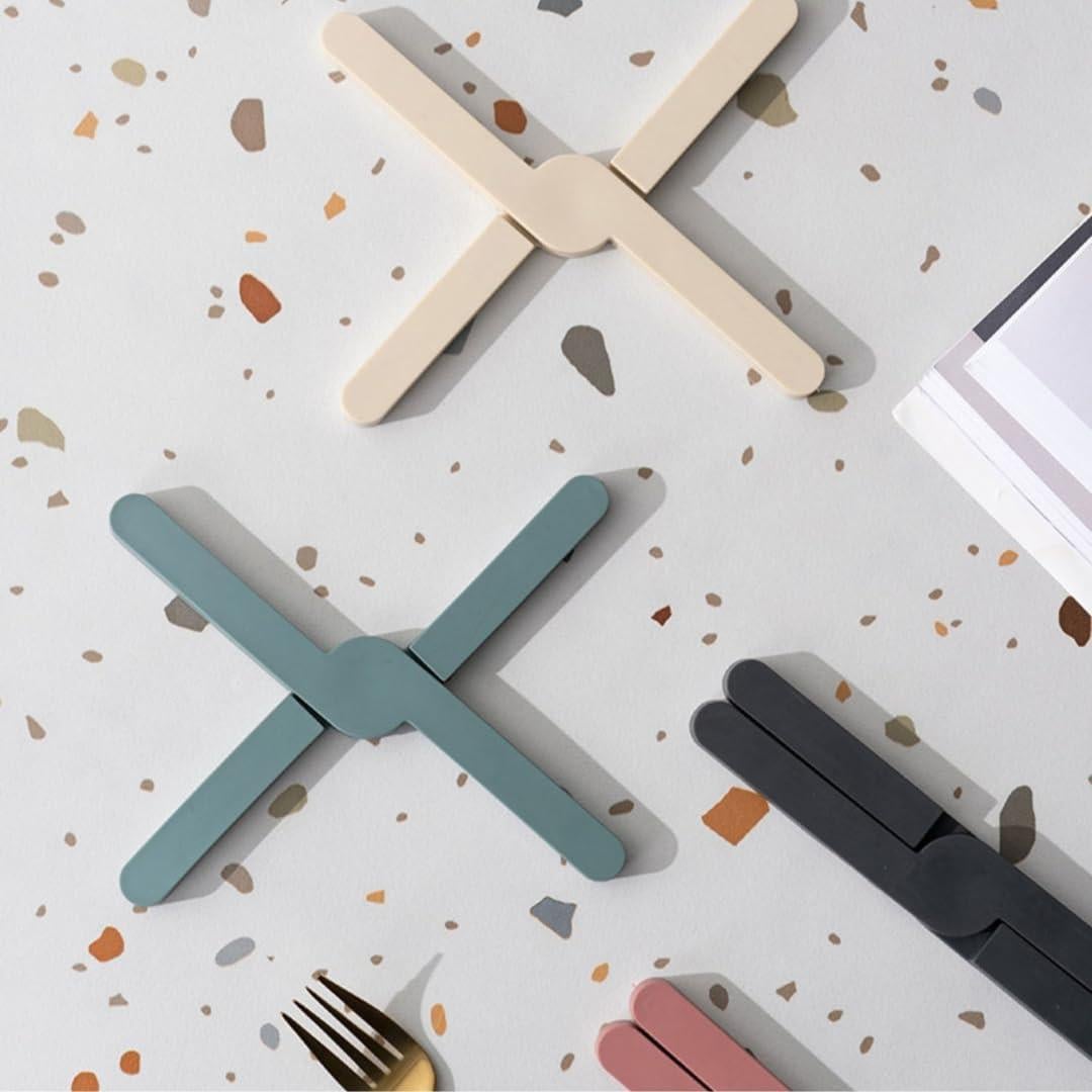 Trivetes de Silicona Plegables Genérico 4 PCS Rojo Burdeos