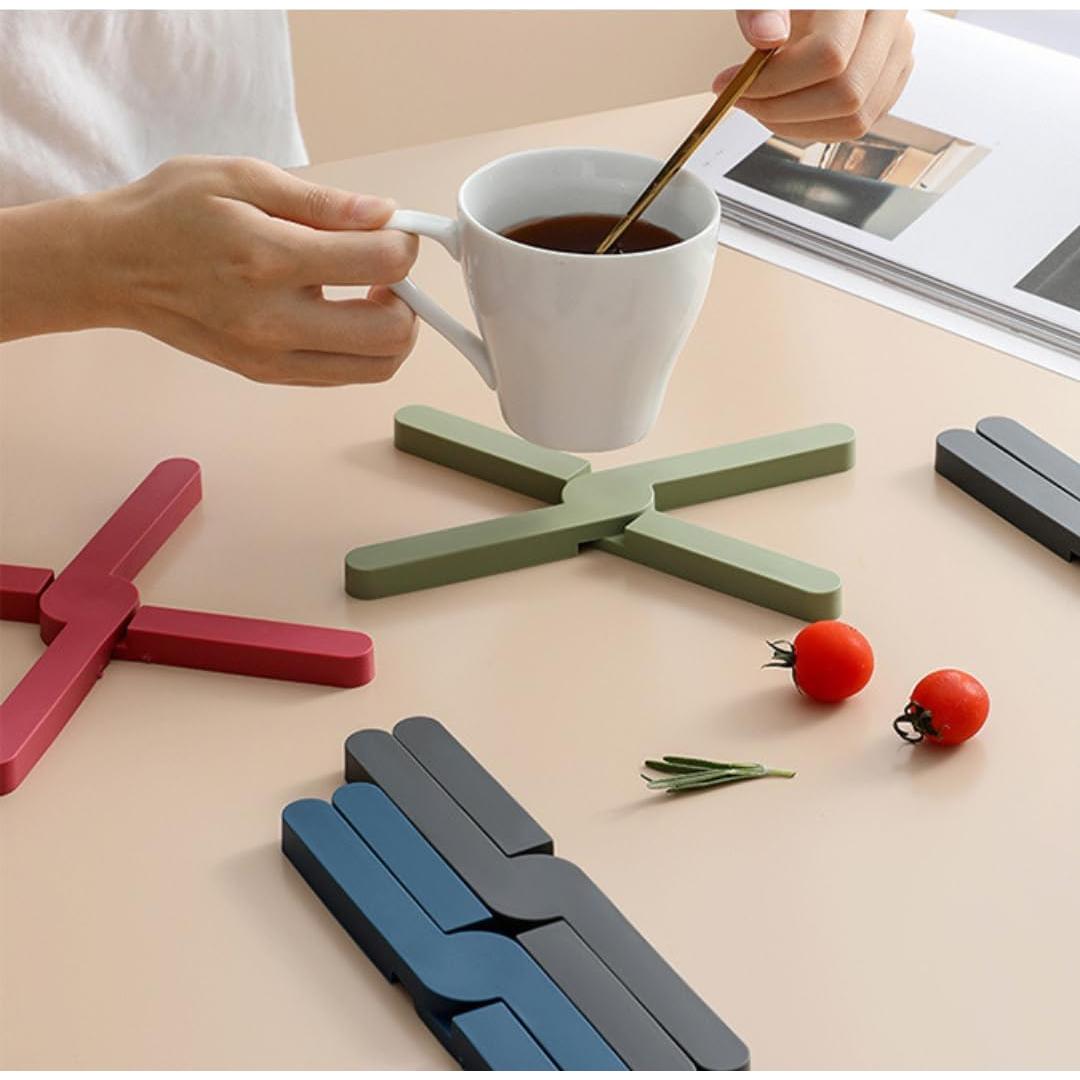 Trivetes de Silicona Plegables Genérico 4 PCS Rojo Burdeos