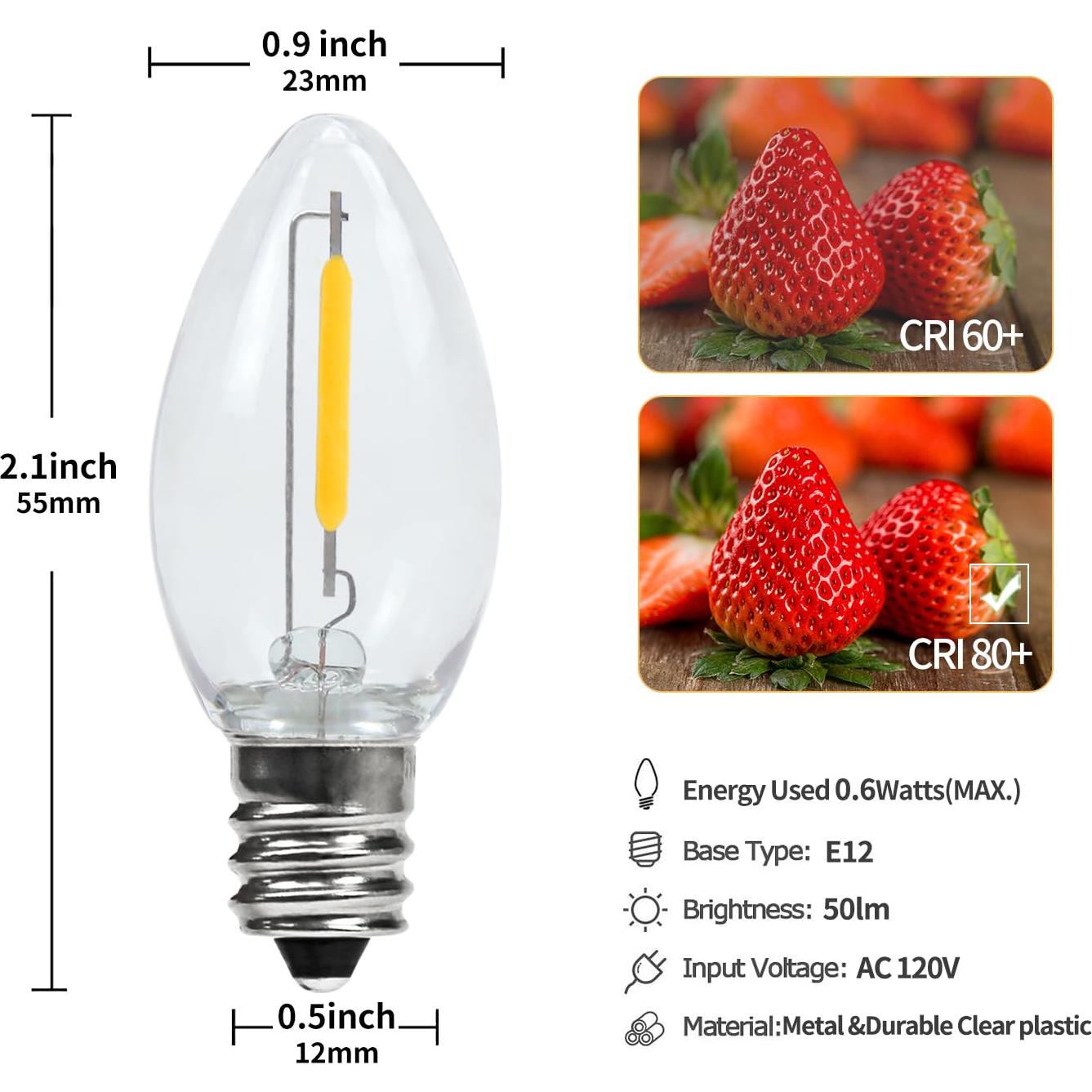 Juego de 2 Cuerdas LED 6 Pies MX232 con Bombillas E12