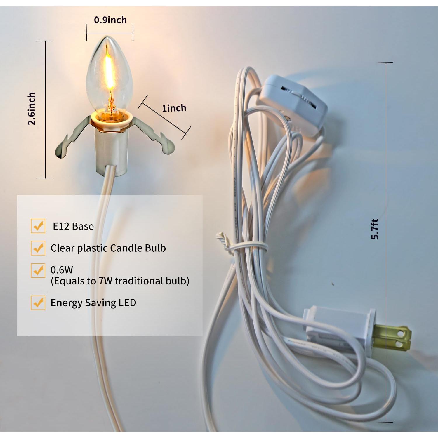 Juego de 2 Cuerdas LED 6 Pies MX232 con Bombillas E12