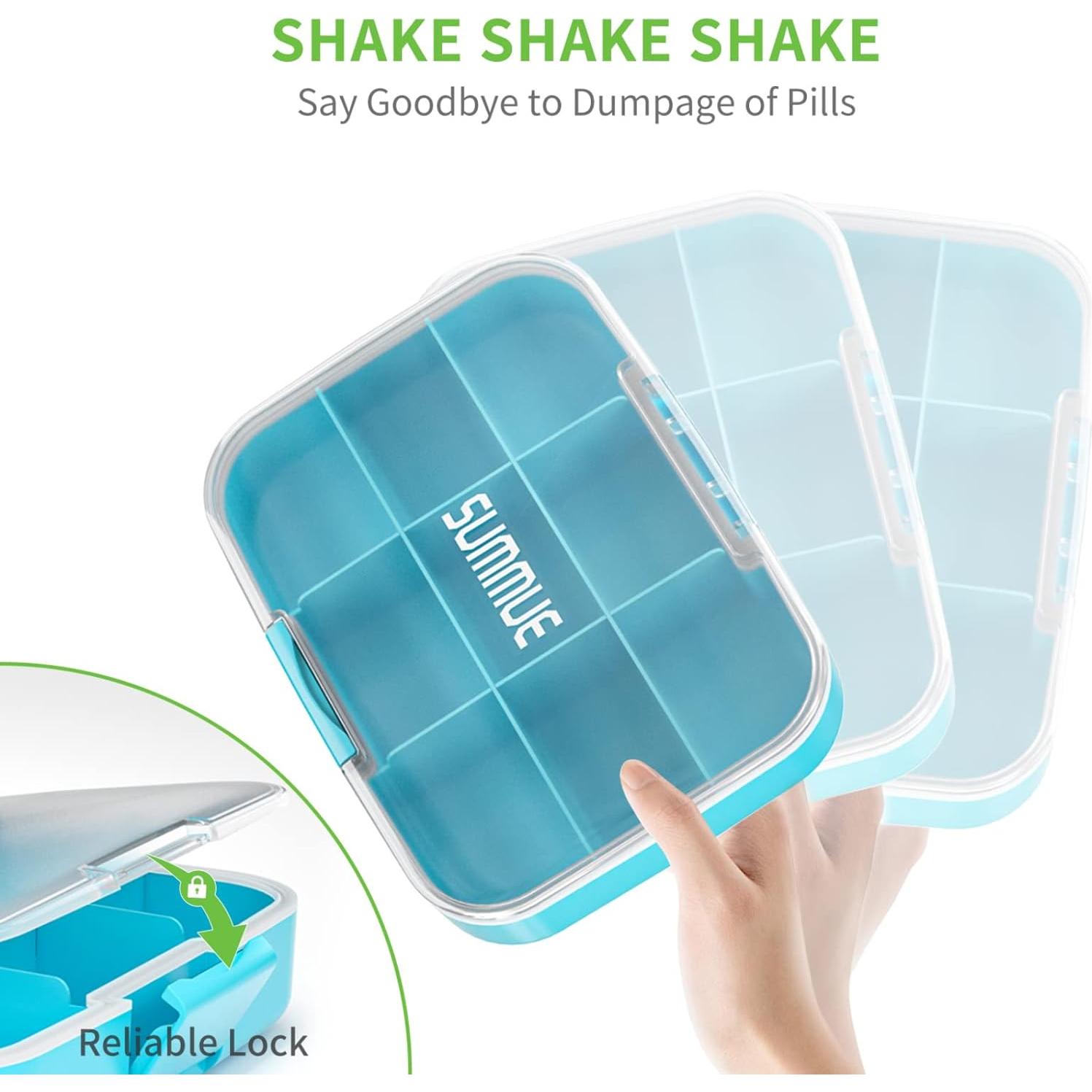 Organizador de Pastillas Grande SUMMUE 9 Compartimentos Azul