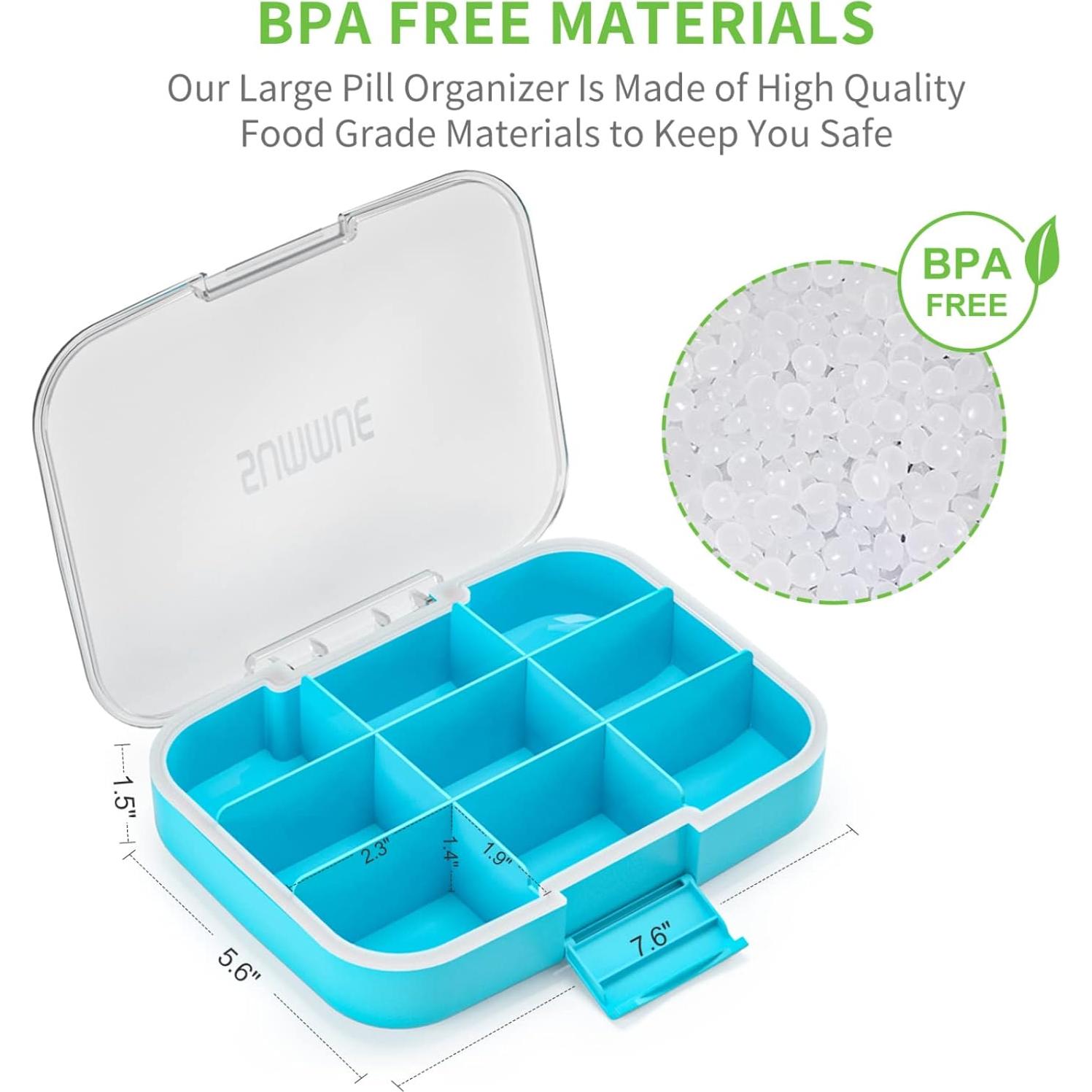 Organizador de Pastillas Grande SUMMUE 9 Compartimentos Azul