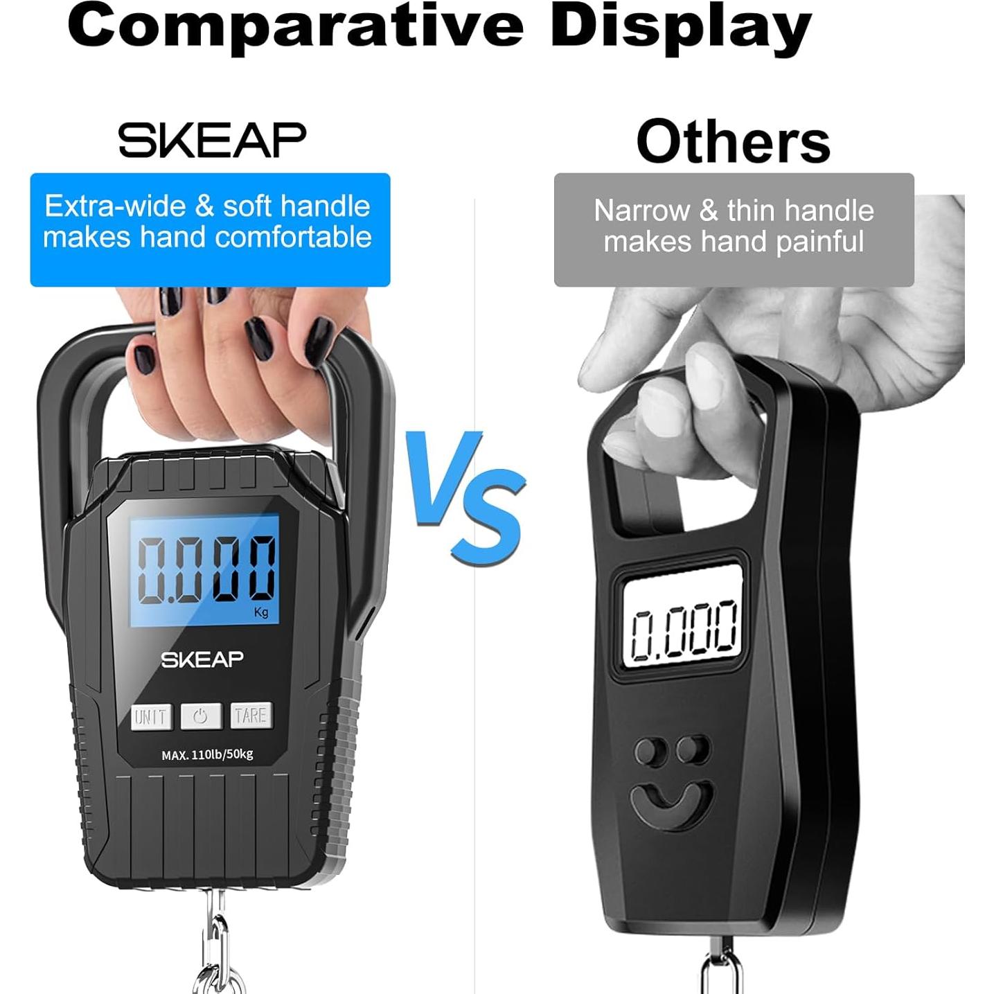 Báscula Digital de Pesca SKEAP 50kg con Pantalla LCD Retroiluminada