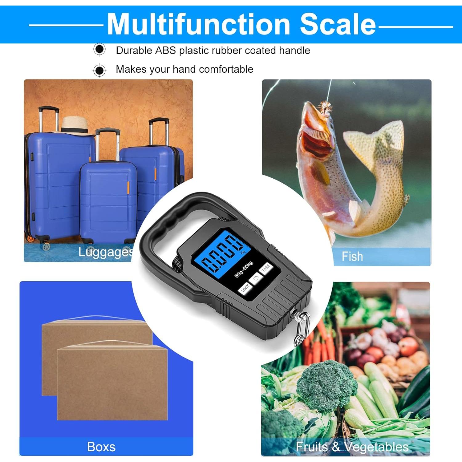 Báscula Digital de Pesca SKEAP 50kg con Pantalla LCD Retroiluminada