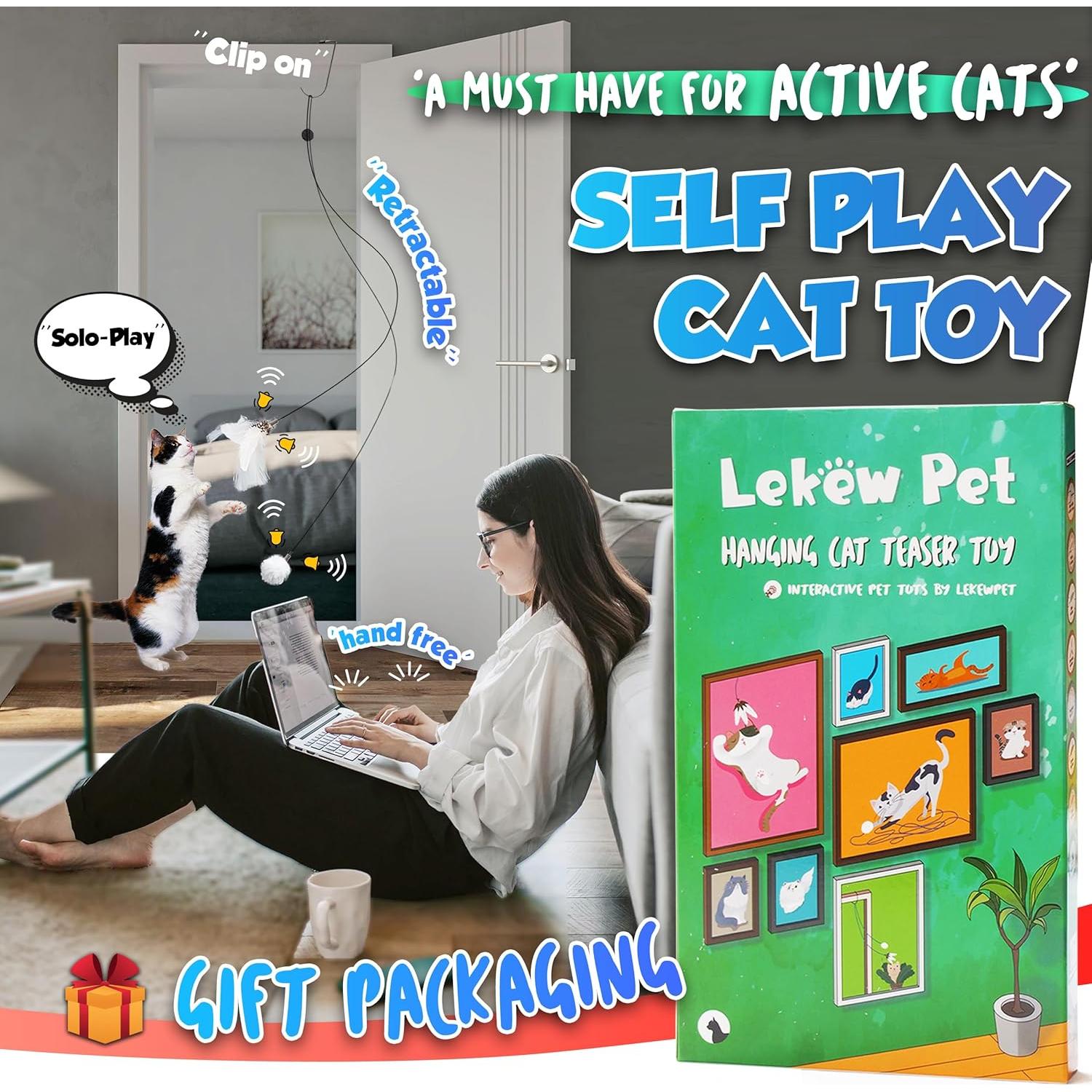 Juguete para Gatos Colgante LEKEWPET con 7 Recambios de Plumas