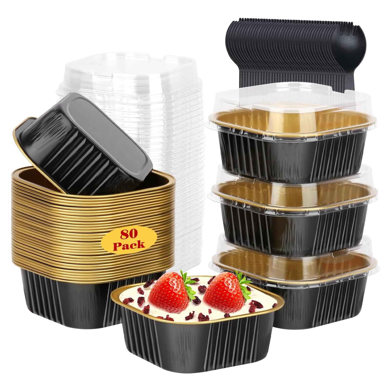 Mini Moldes para Pasteles LNYZQUS 10oz con Tapas - 80 Piezas