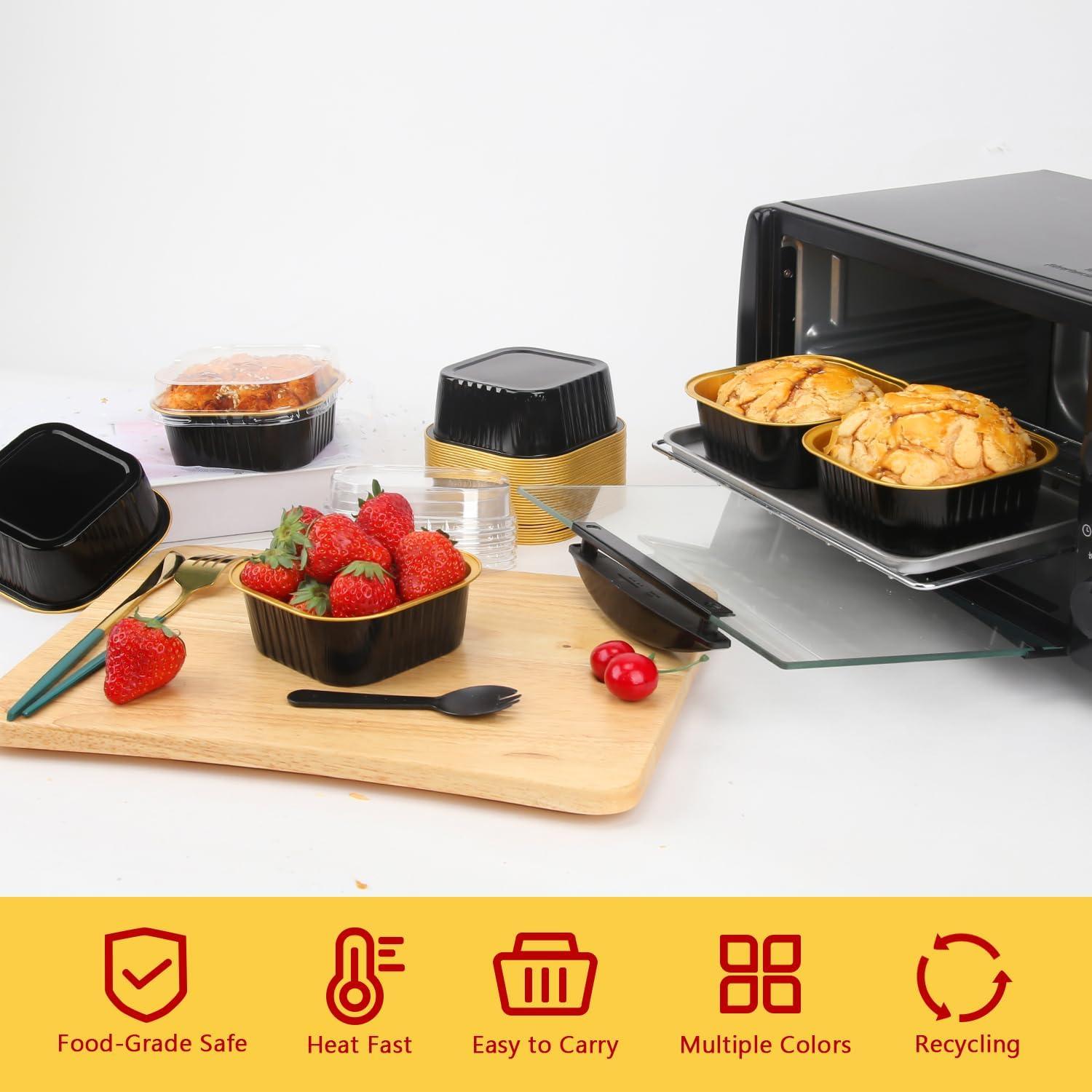 Mini Moldes para Pasteles LNYZQUS 10oz con Tapas - 80 Piezas