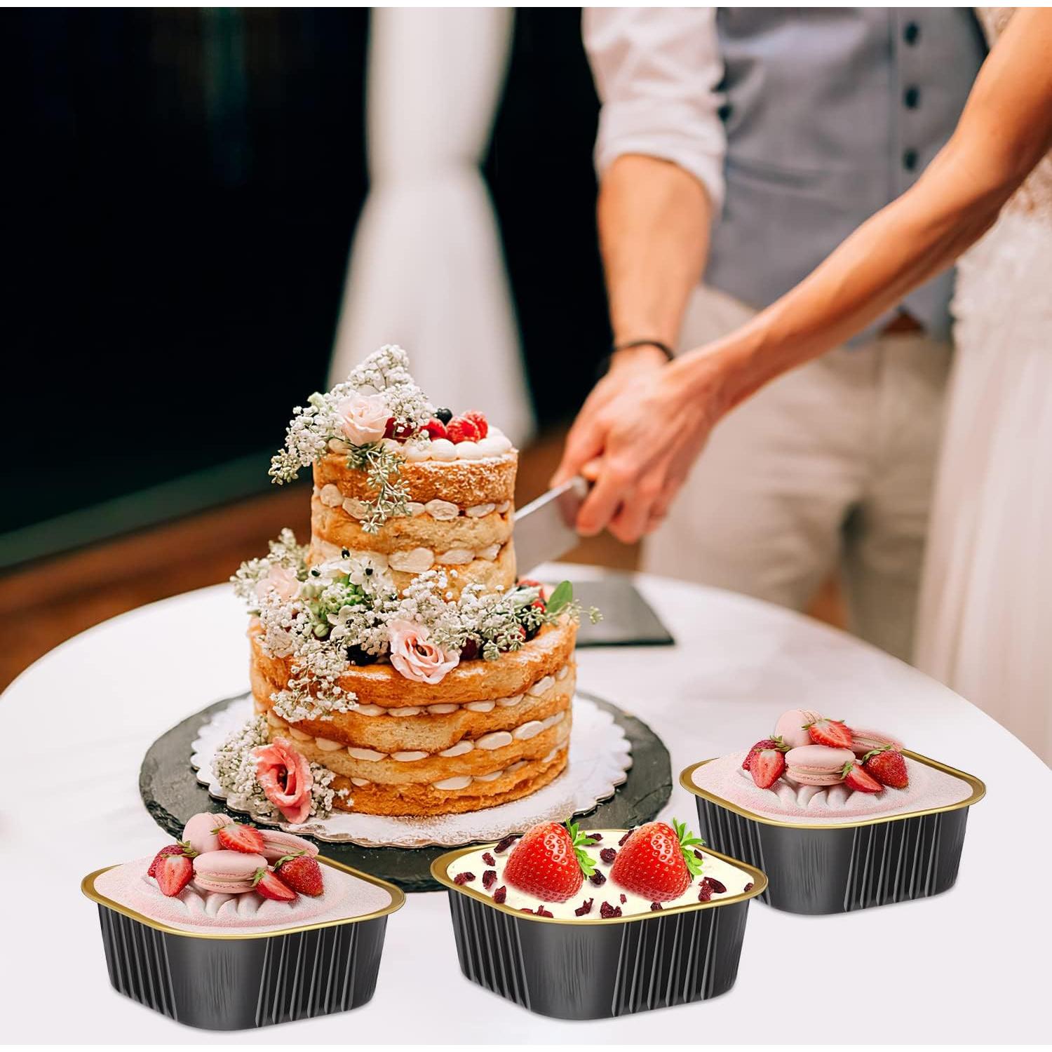 Mini Moldes para Pasteles LNYZQUS 10oz con Tapas - 80 Piezas