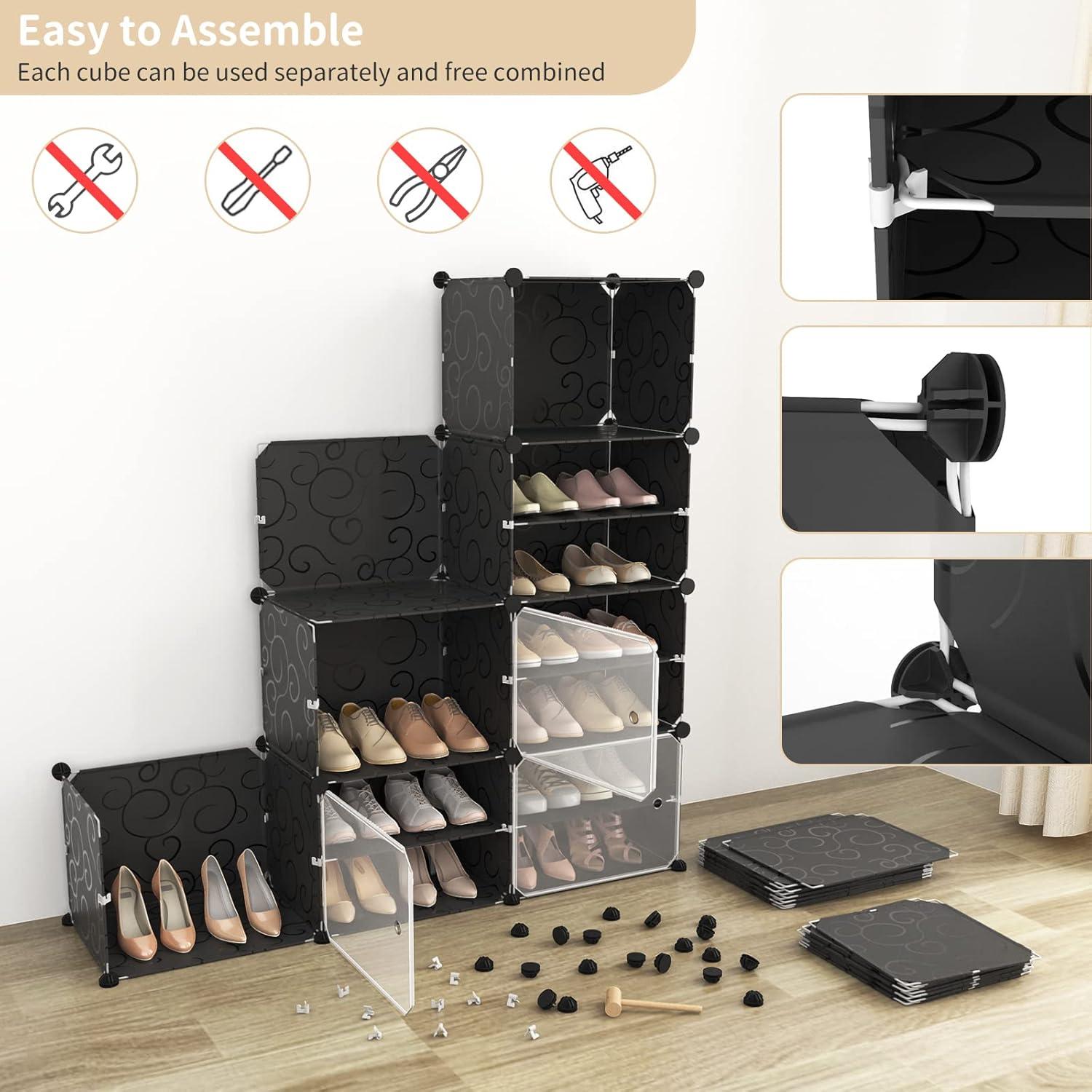 Organizador de Zapatos WEXCISE 48 Pares Ajustable Negro