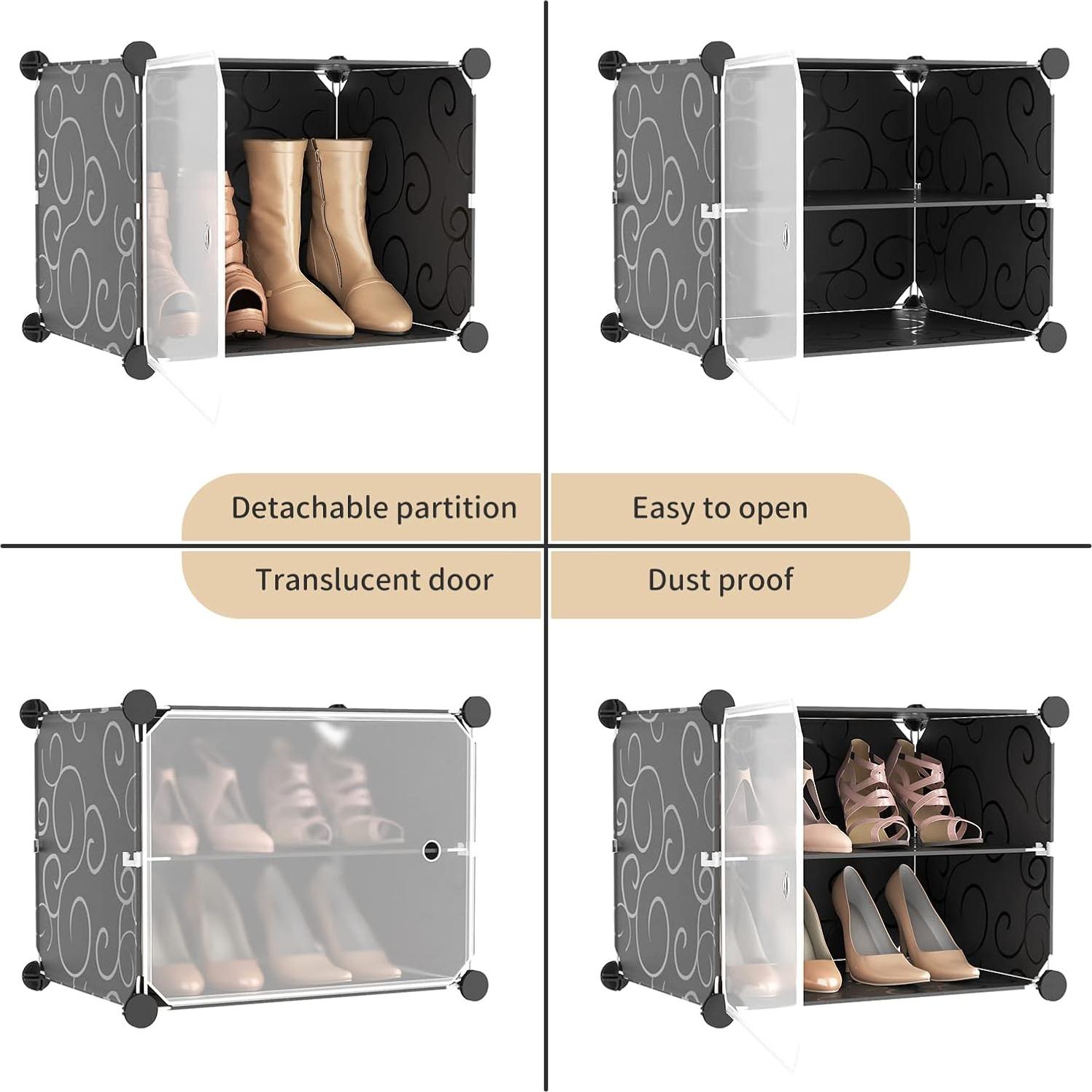 Organizador de Zapatos WEXCISE 48 Pares Ajustable Negro