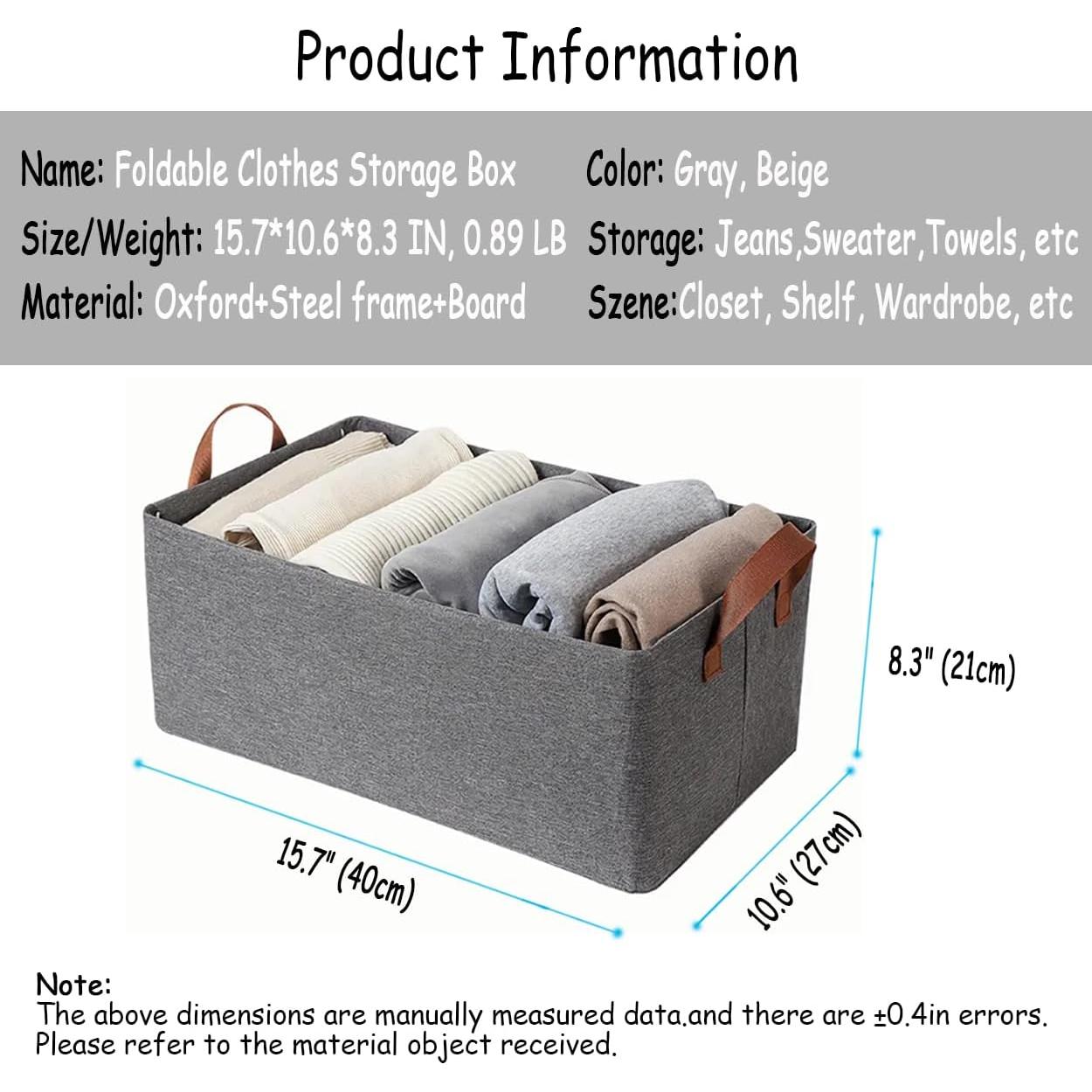 Organizador de Ropa AARAINBOW 4 Pcs Tela y Acero 23L