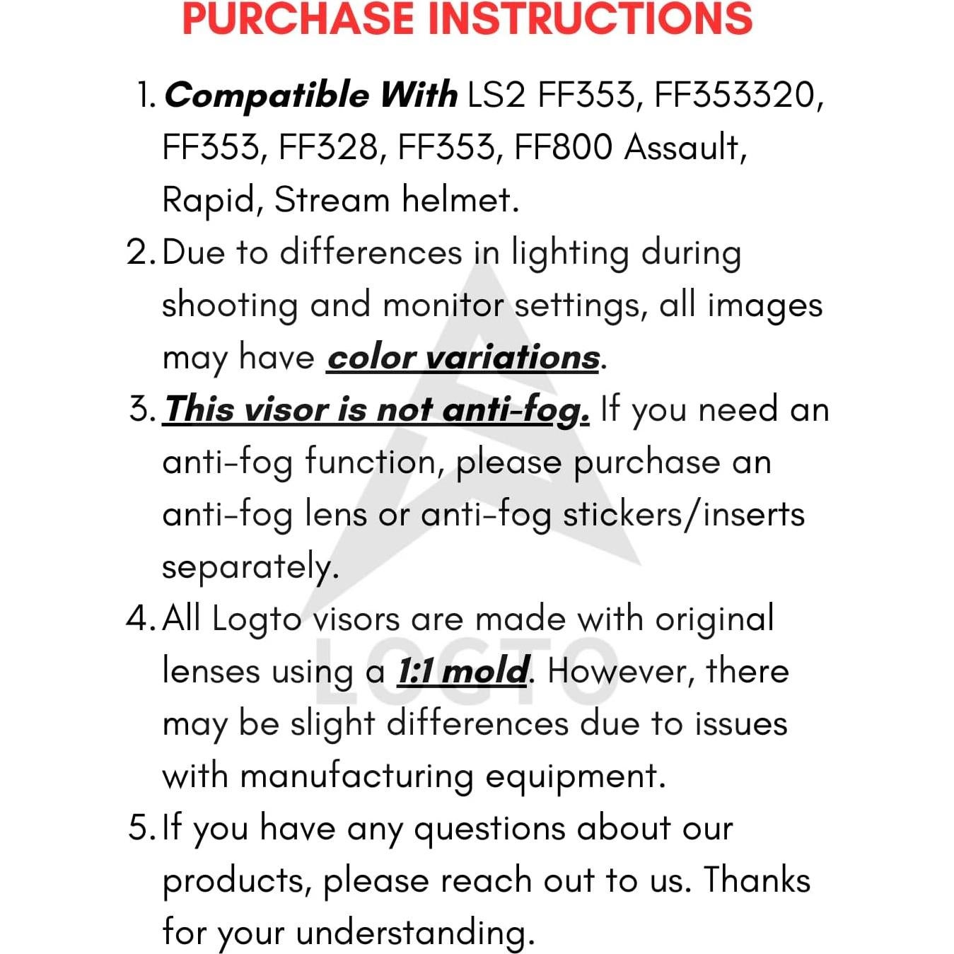 Visera de Casco de Motocicleta Logto FF320/328/353/800 Tinte Humo