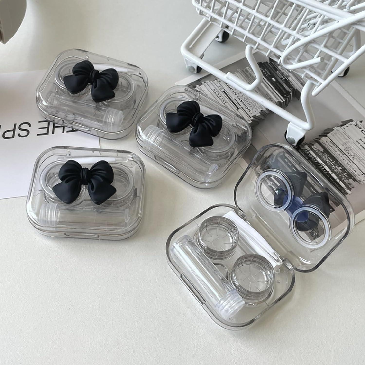 Estuche para Lentes de Contacto 3D Negro - Kit de Viaje 4 Piezas