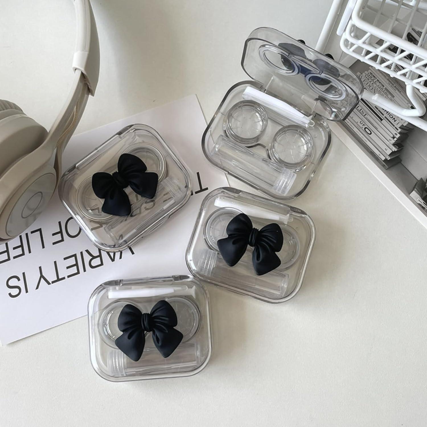 Estuche para Lentes de Contacto 3D Negro - Kit de Viaje 4 Piezas