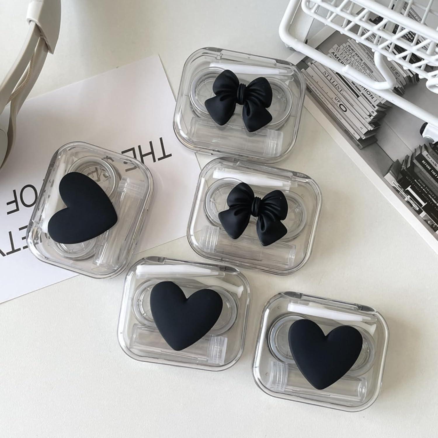 Estuche para Lentes de Contacto 3D Negro - Kit de Viaje 4 Piezas