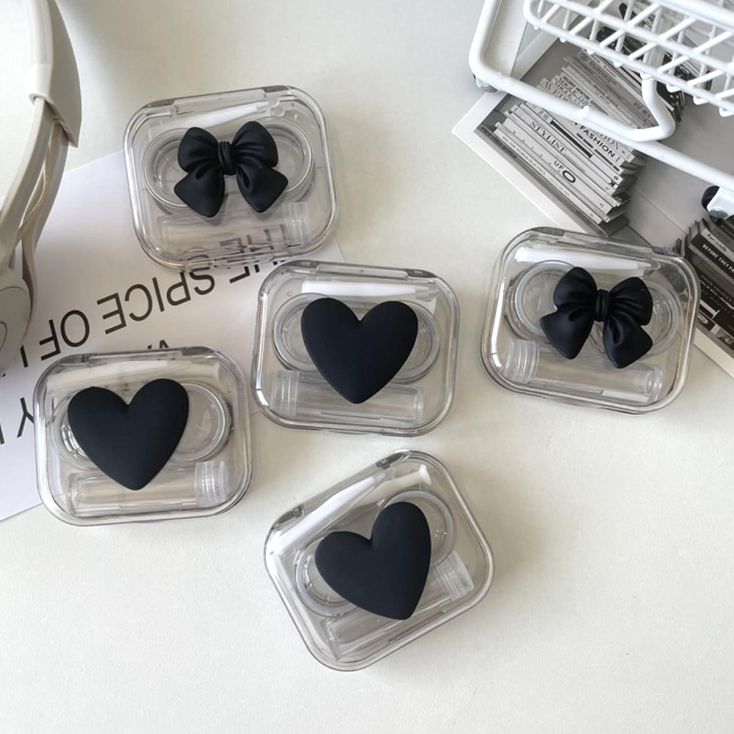 Estuche para Lentes de Contacto 3D Negro - Kit de Viaje 4 Piezas