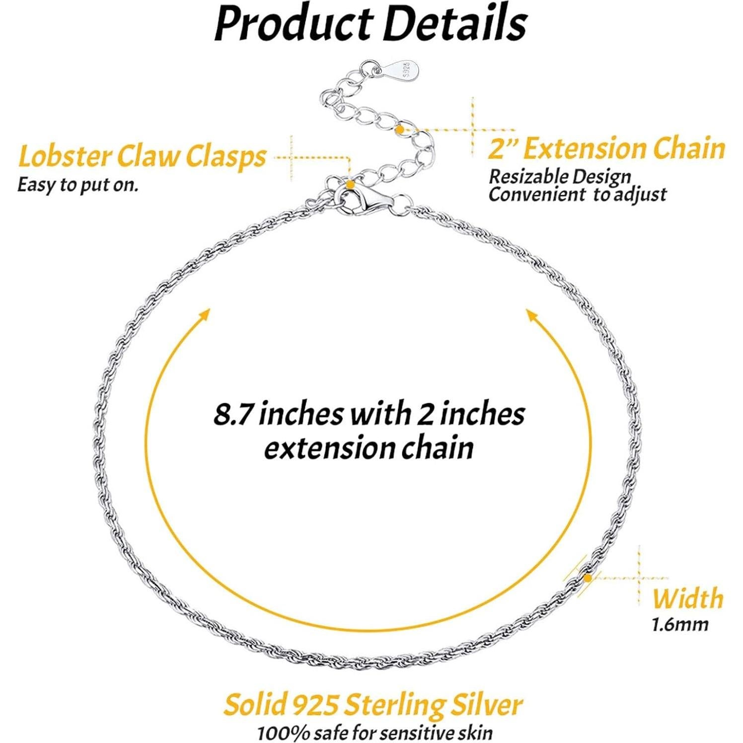 Pulsera de Tobillo ChicSilver de Plata Esterlina 925 para Mujeres